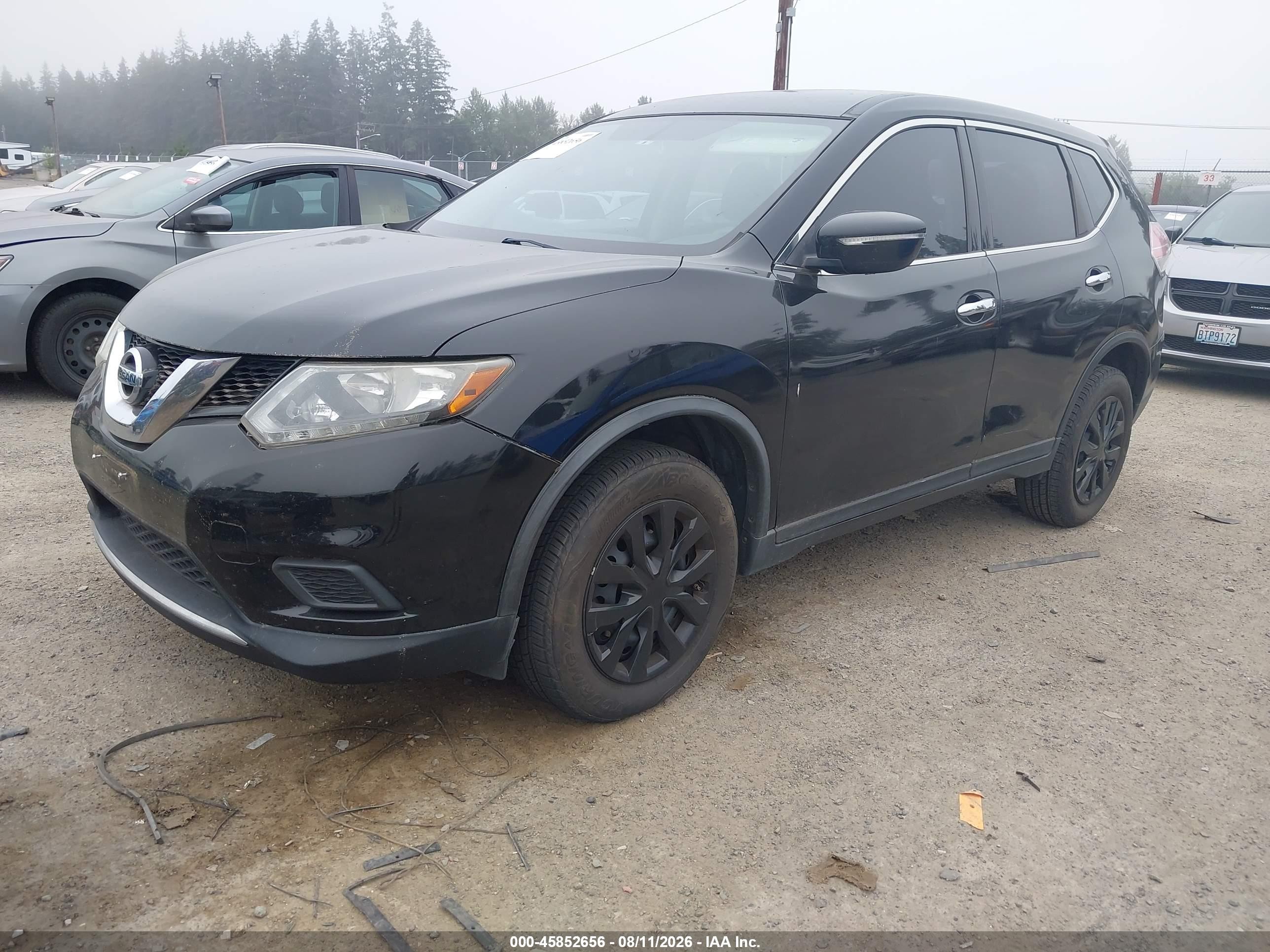 2015 Nissan Rogue S Black vin: KNMAT2MV8FP535347