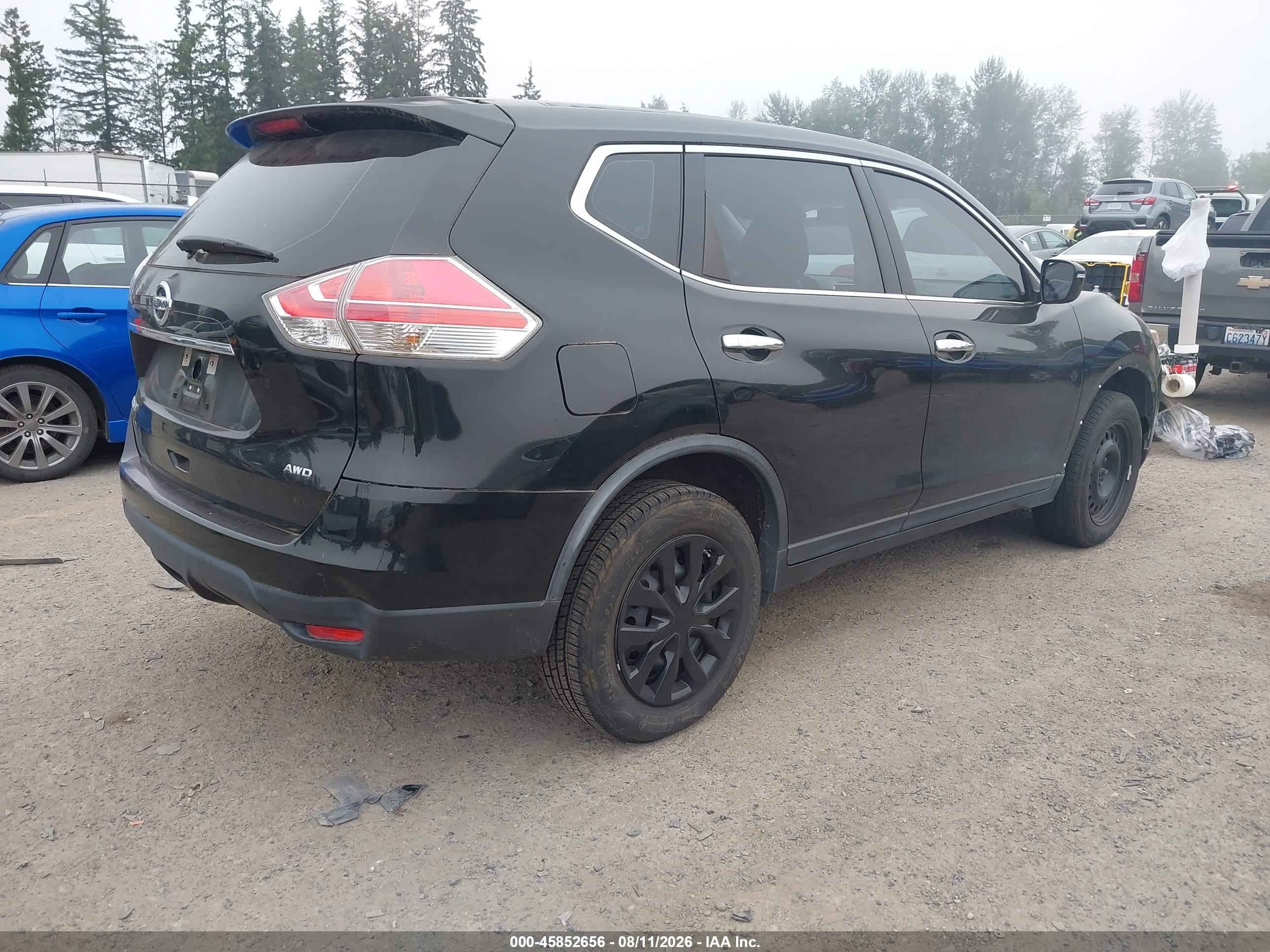 2015 Nissan Rogue S Black vin: KNMAT2MV8FP535347