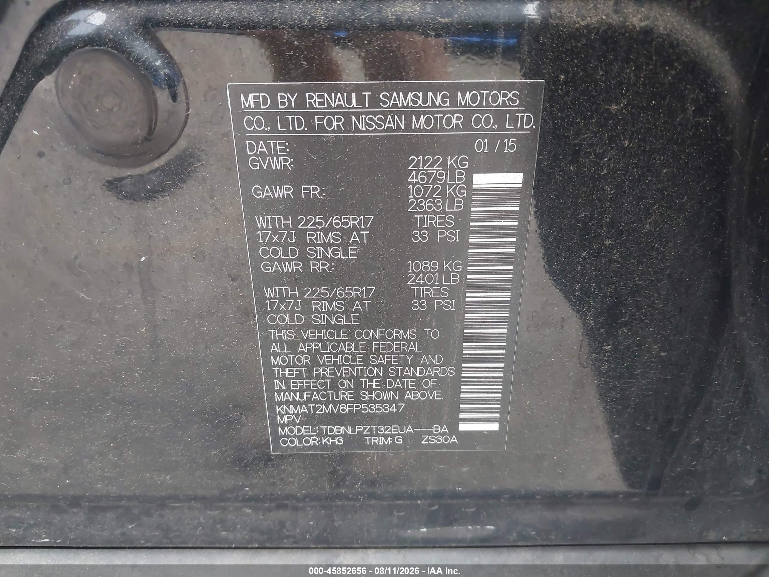 2015 Nissan Rogue S Black vin: KNMAT2MV8FP535347