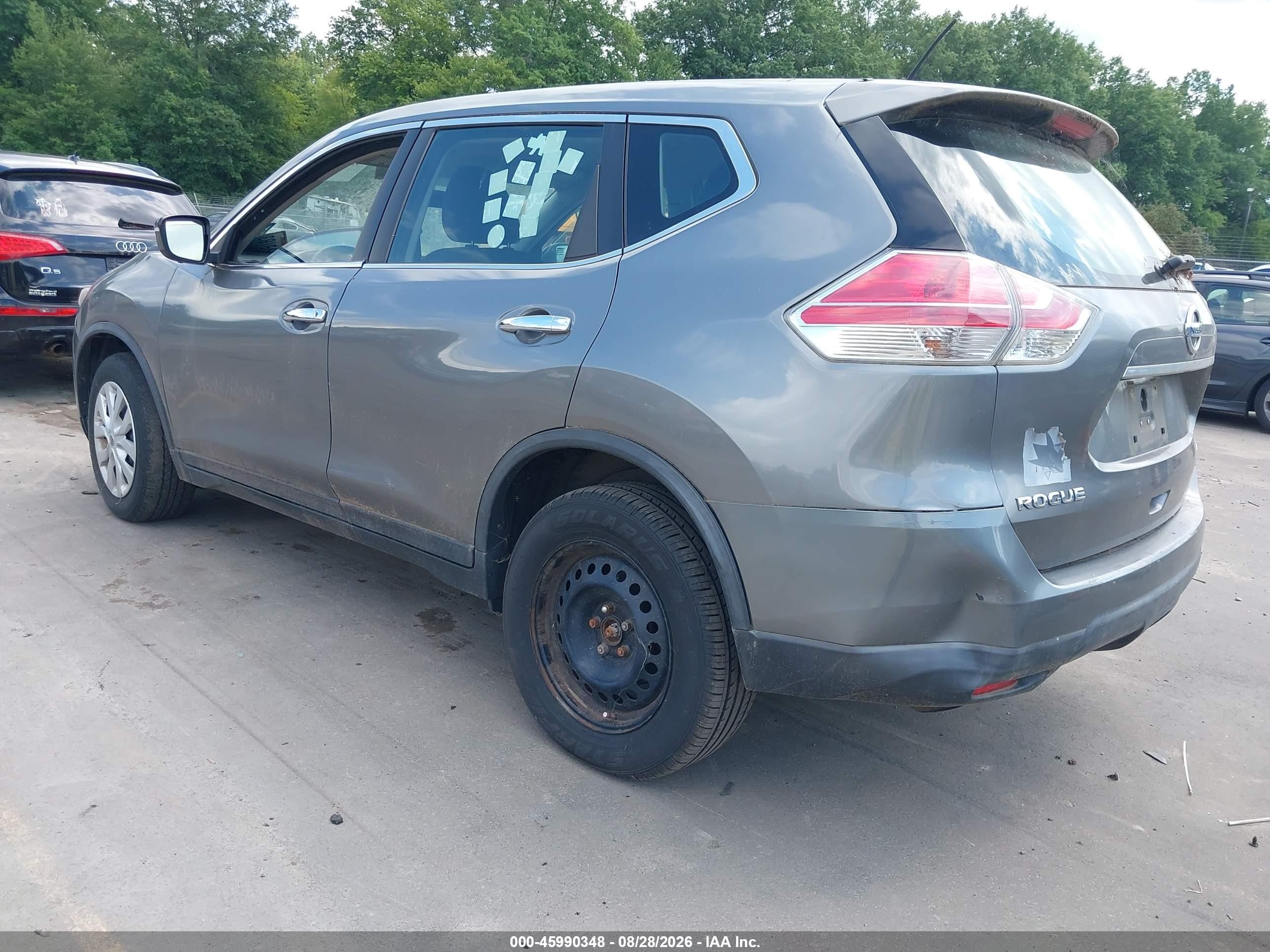 2015 Nissan Rogue S Gray vin: KNMAT2MV8FP536403