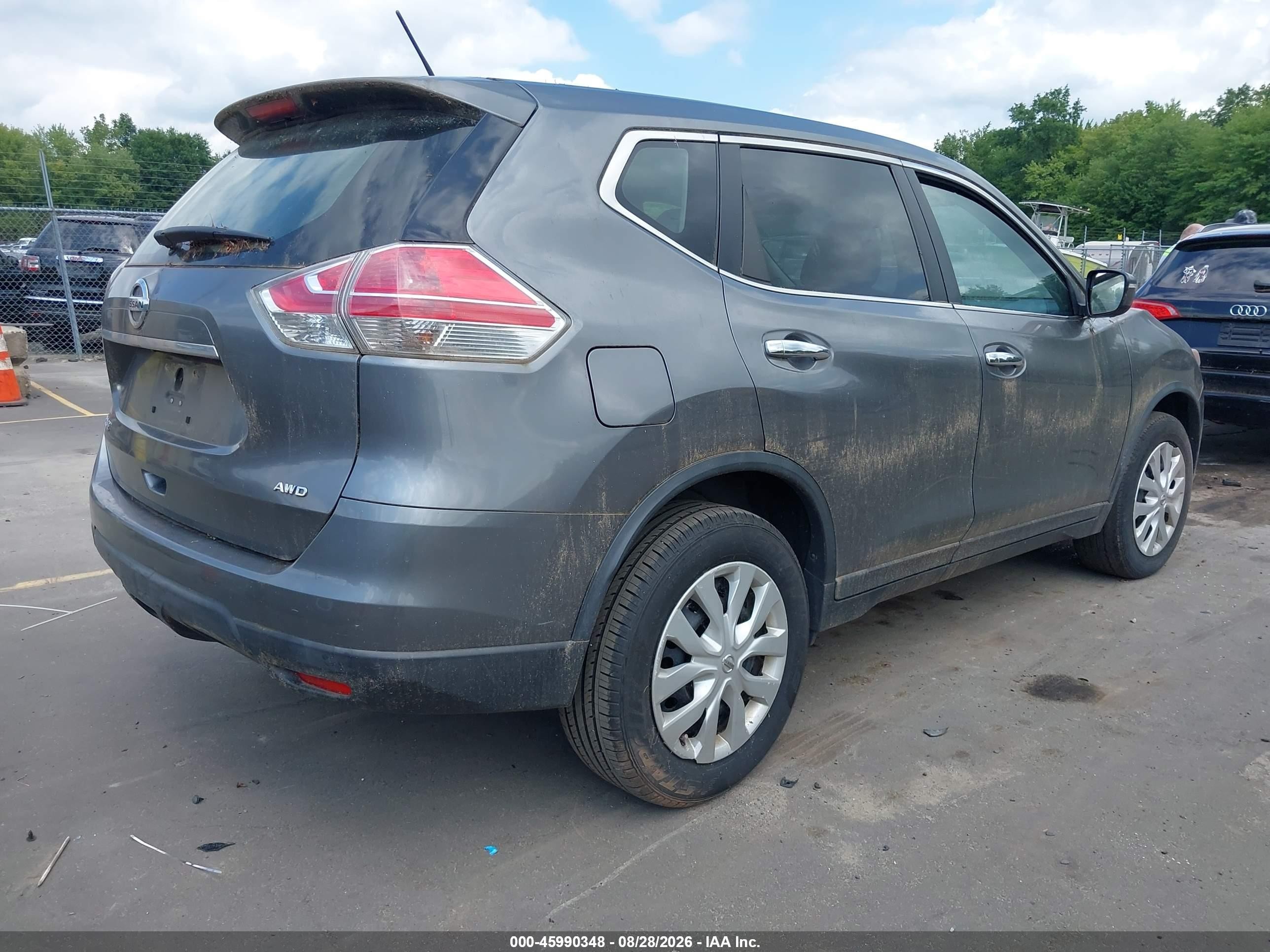 2015 Nissan Rogue S Gray vin: KNMAT2MV8FP536403