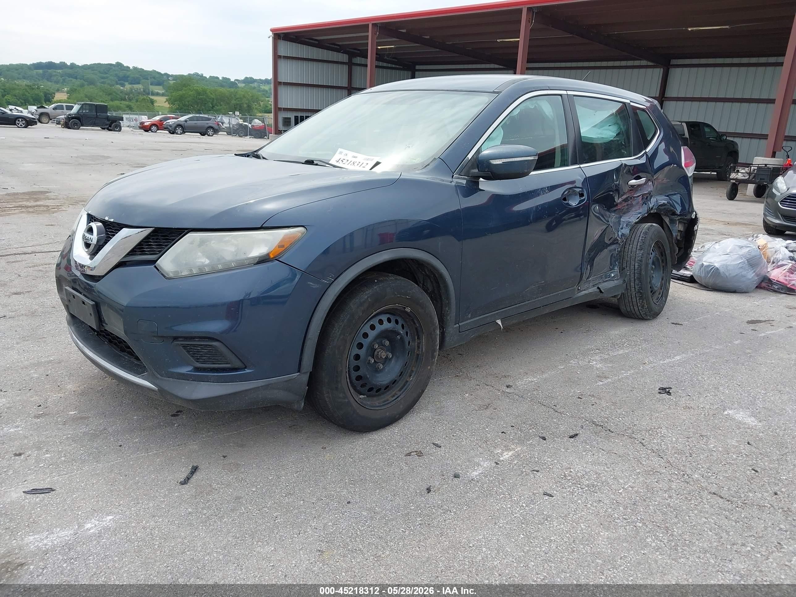 2015 Nissan Rogue S Blue vin: KNMAT2MV8FP539964