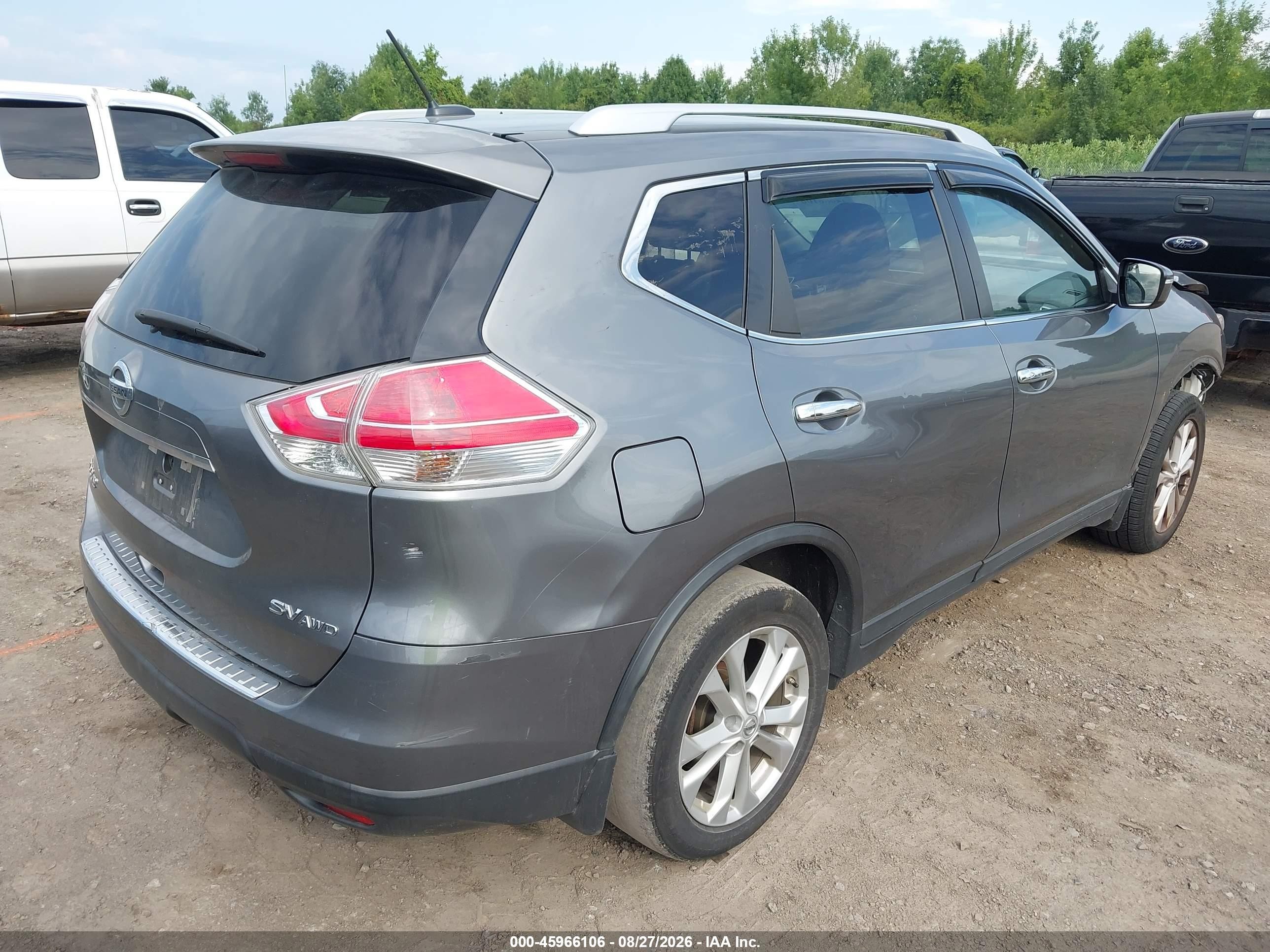 2015 Nissan Rogue Sv Серый vin: KNMAT2MV8FP546218