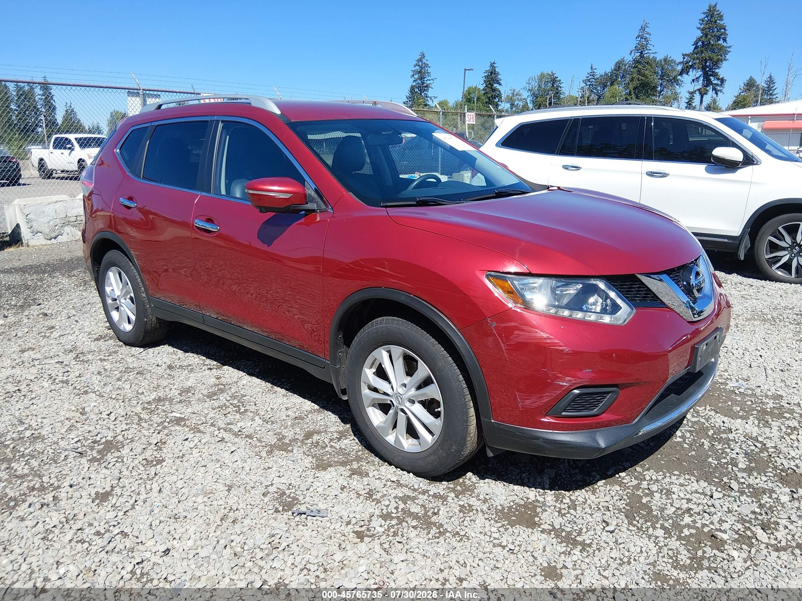2015 Nissan Rogue Sv Red vin: KNMAT2MV8FP552956