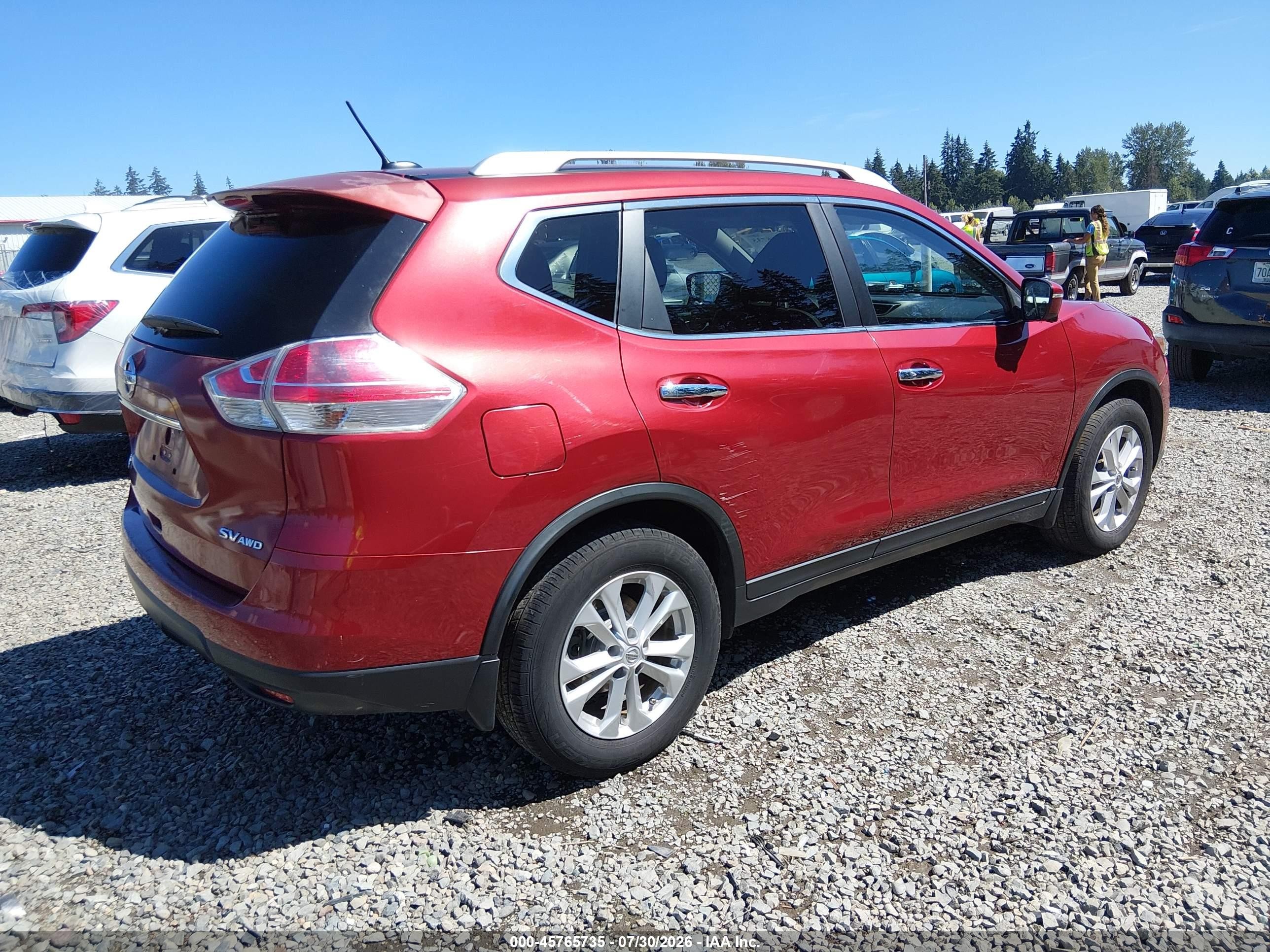 2015 Nissan Rogue Sv Red vin: KNMAT2MV8FP552956