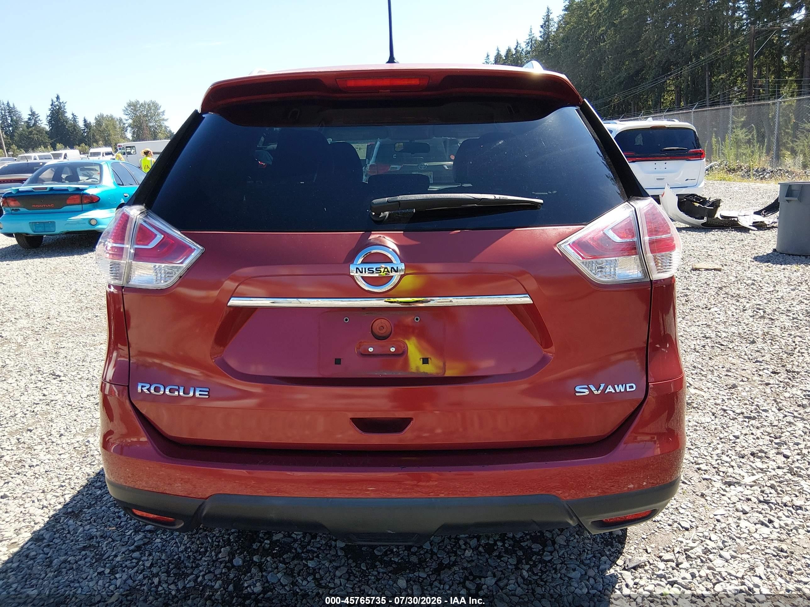2015 Nissan Rogue Sv Red vin: KNMAT2MV8FP552956
