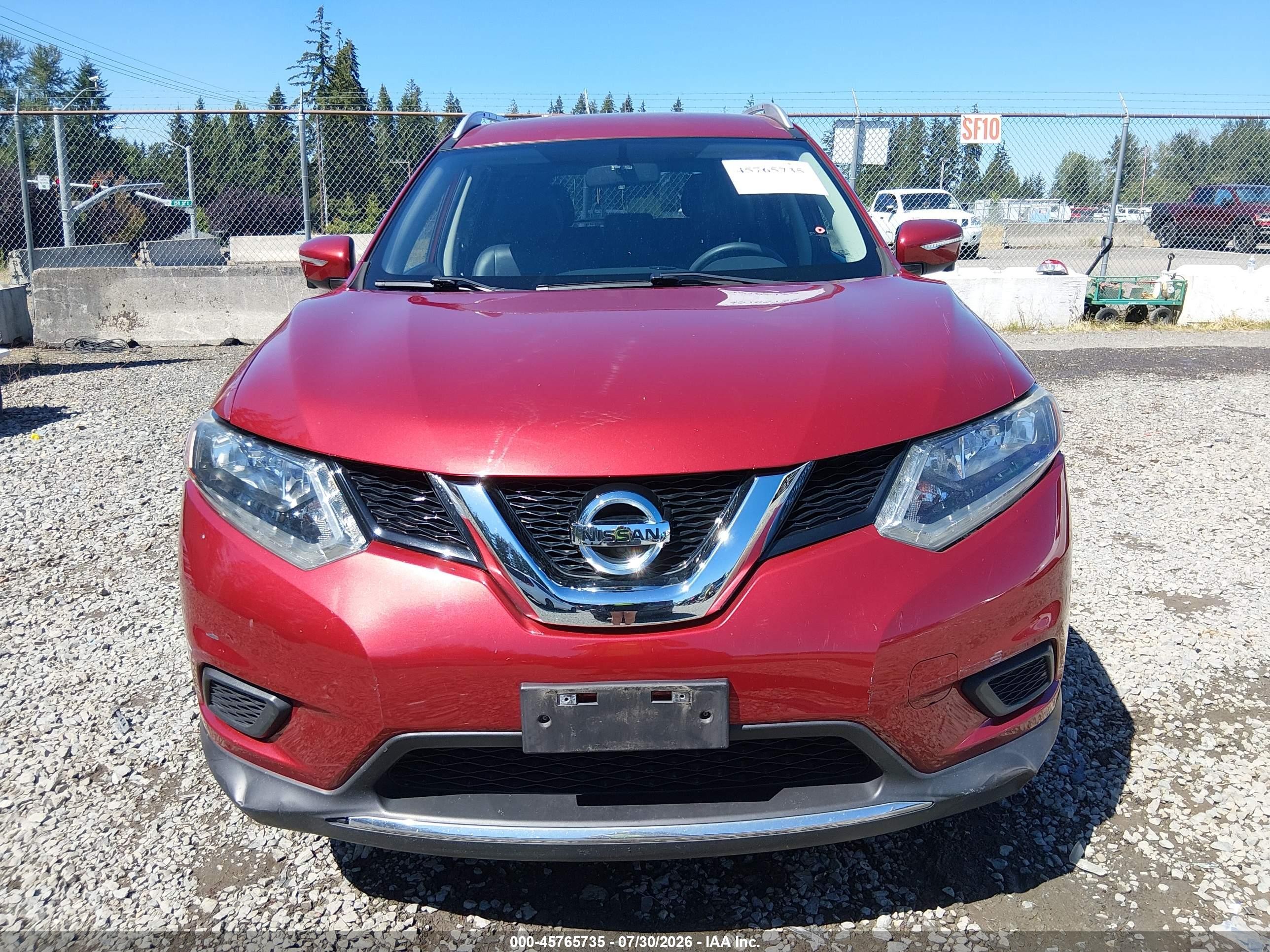 2015 Nissan Rogue Sv Red vin: KNMAT2MV8FP552956