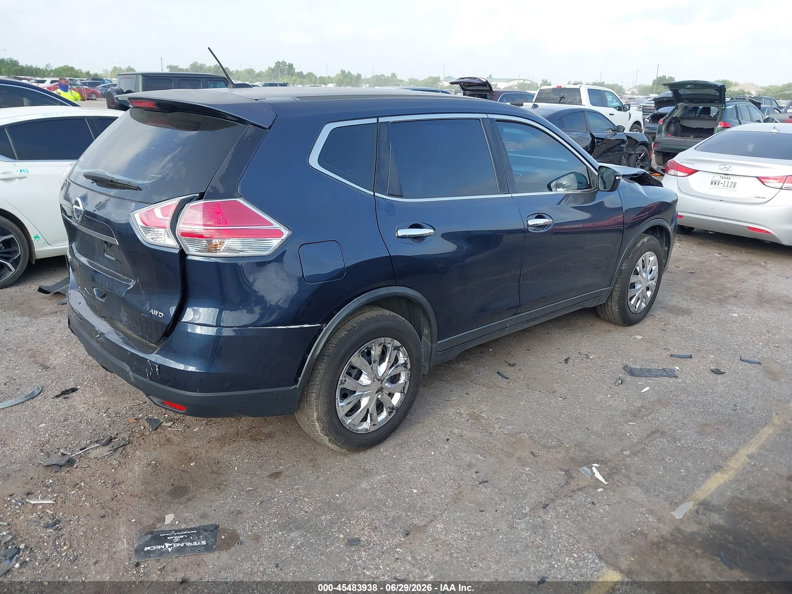 2015 Nissan Rogue S/sl/sv Blue vin: KNMAT2MV8FP553086