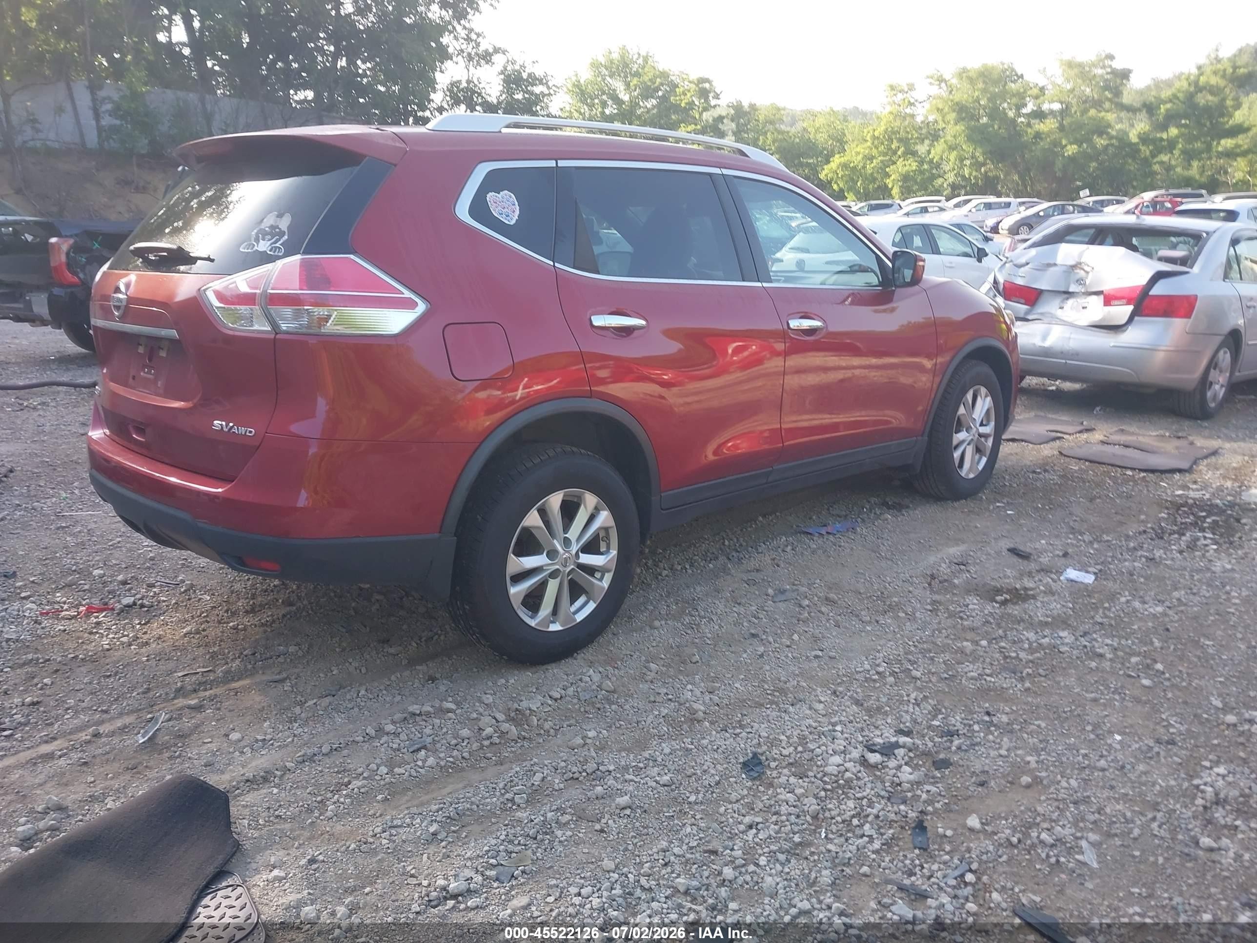 2015 Nissan Rogue Sv Красный vin: KNMAT2MV8FP556215