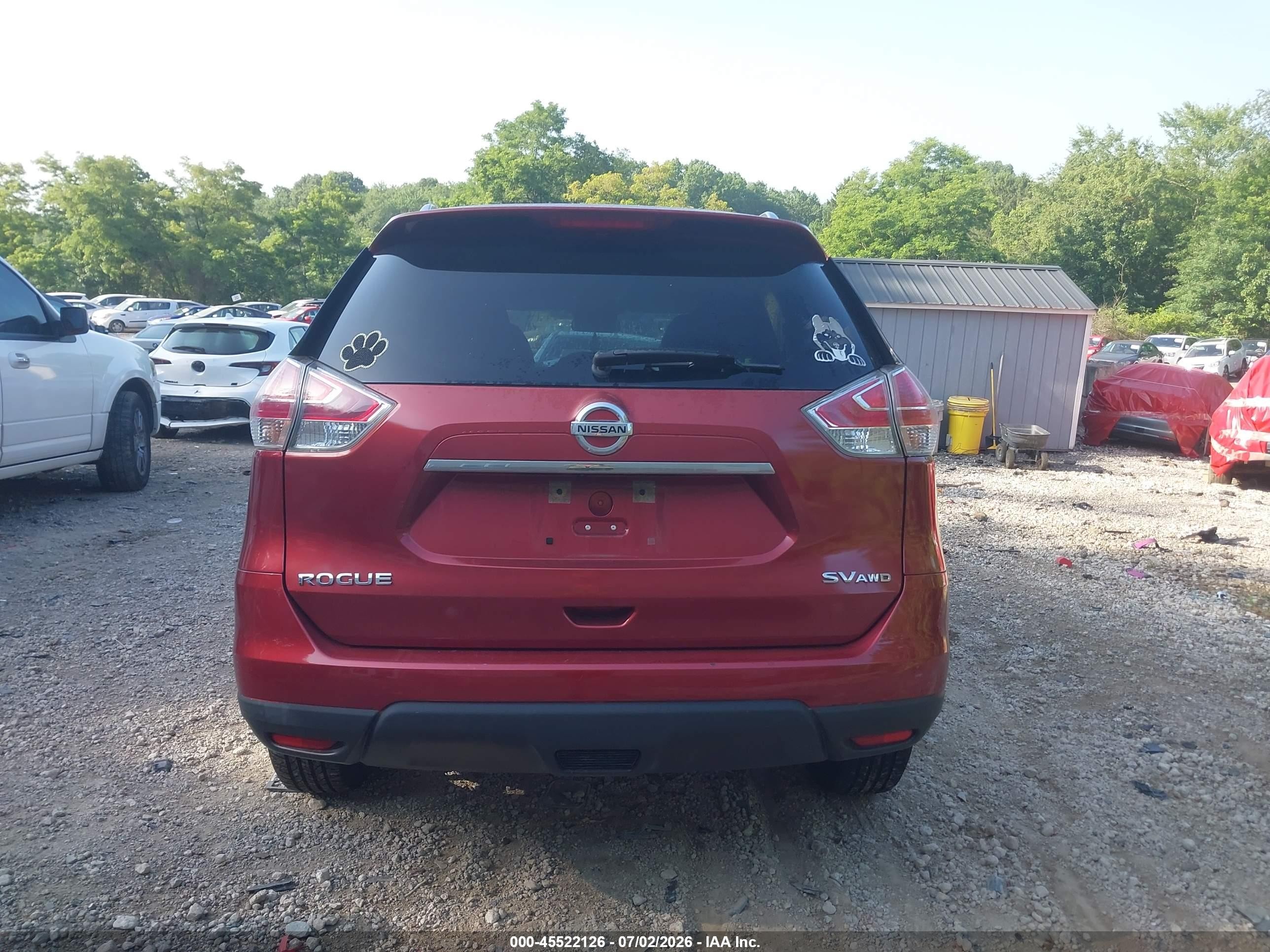 2015 Nissan Rogue Sv Красный vin: KNMAT2MV8FP556215