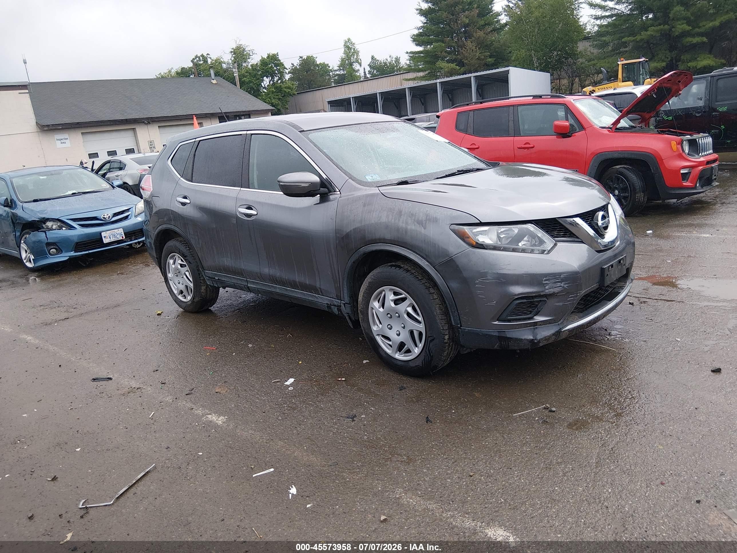 2015 Nissan Rogue S Gray vin: KNMAT2MV8FP572284