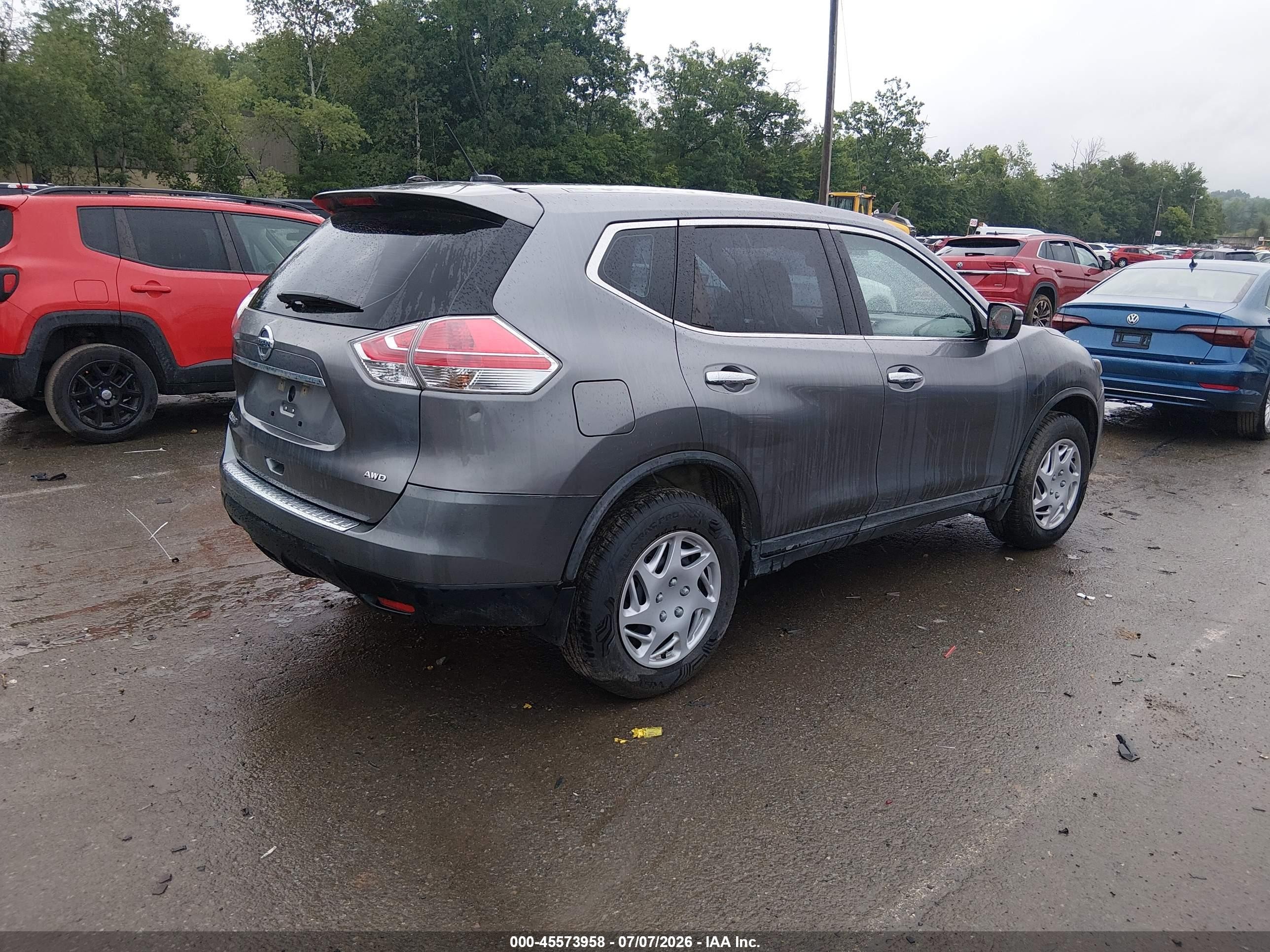 2015 Nissan Rogue S Gray vin: KNMAT2MV8FP572284