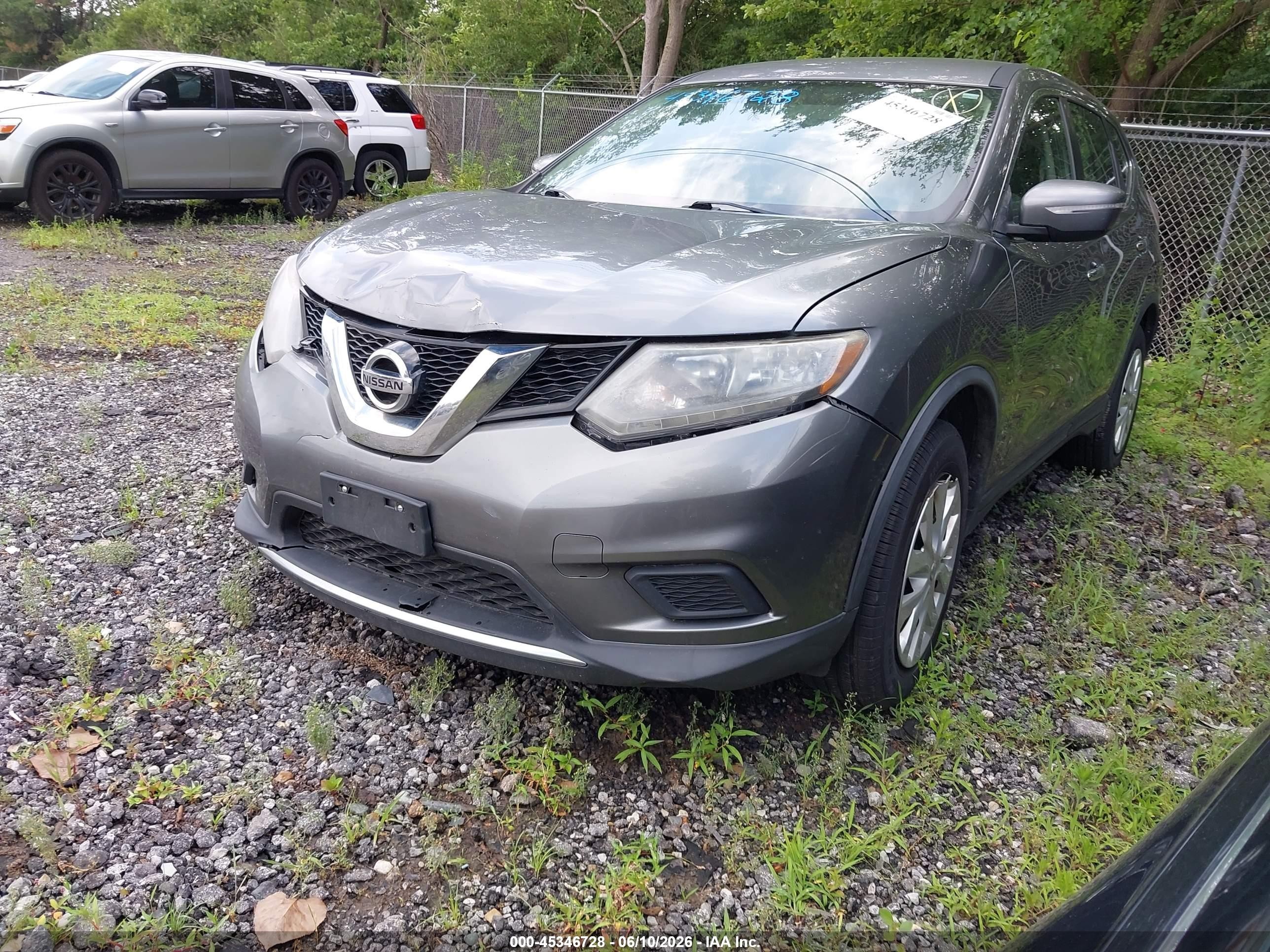 2015 Nissan Rogue S Gray vin: KNMAT2MV8FP590865