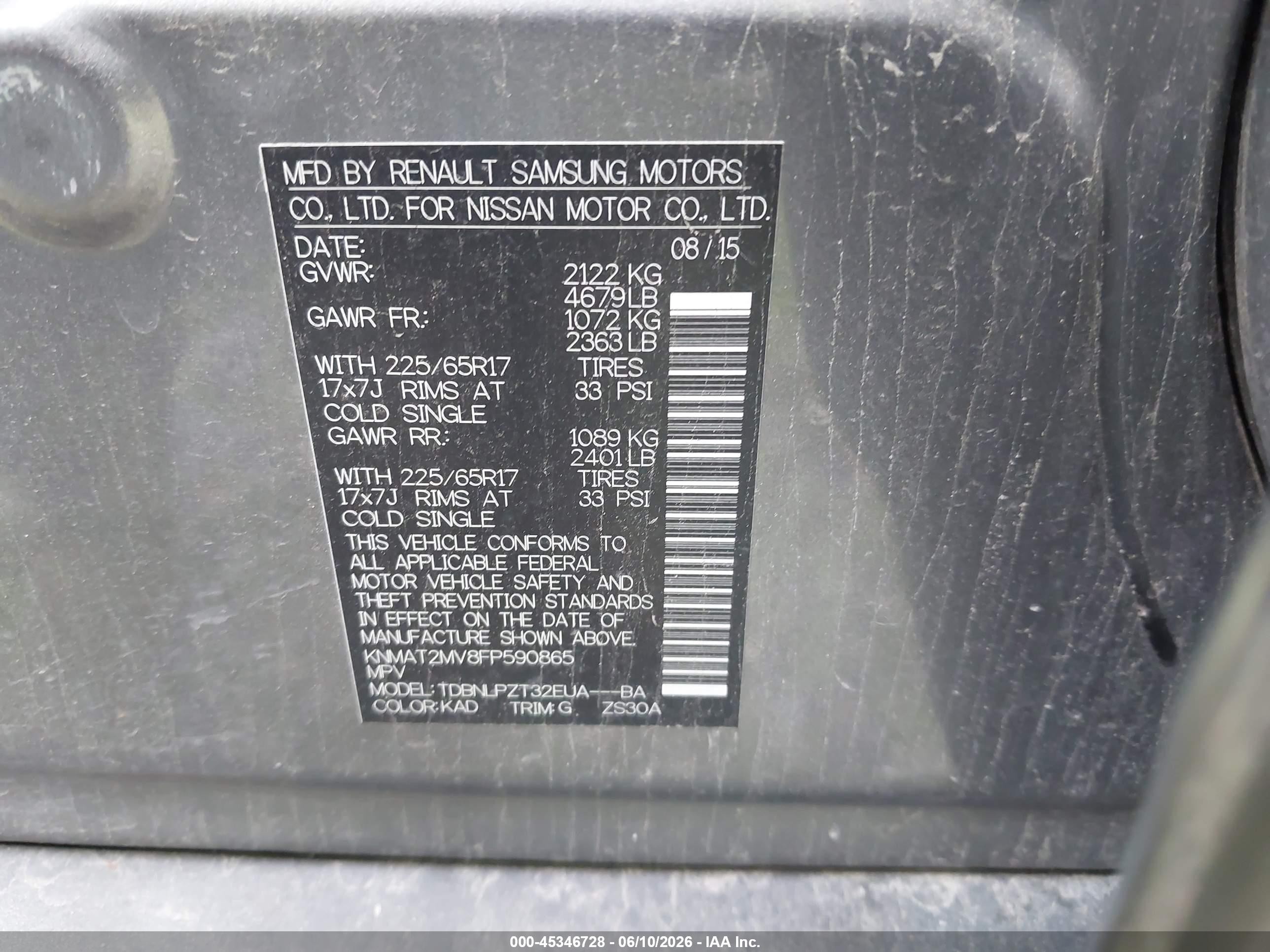 2015 Nissan Rogue S Gray vin: KNMAT2MV8FP590865