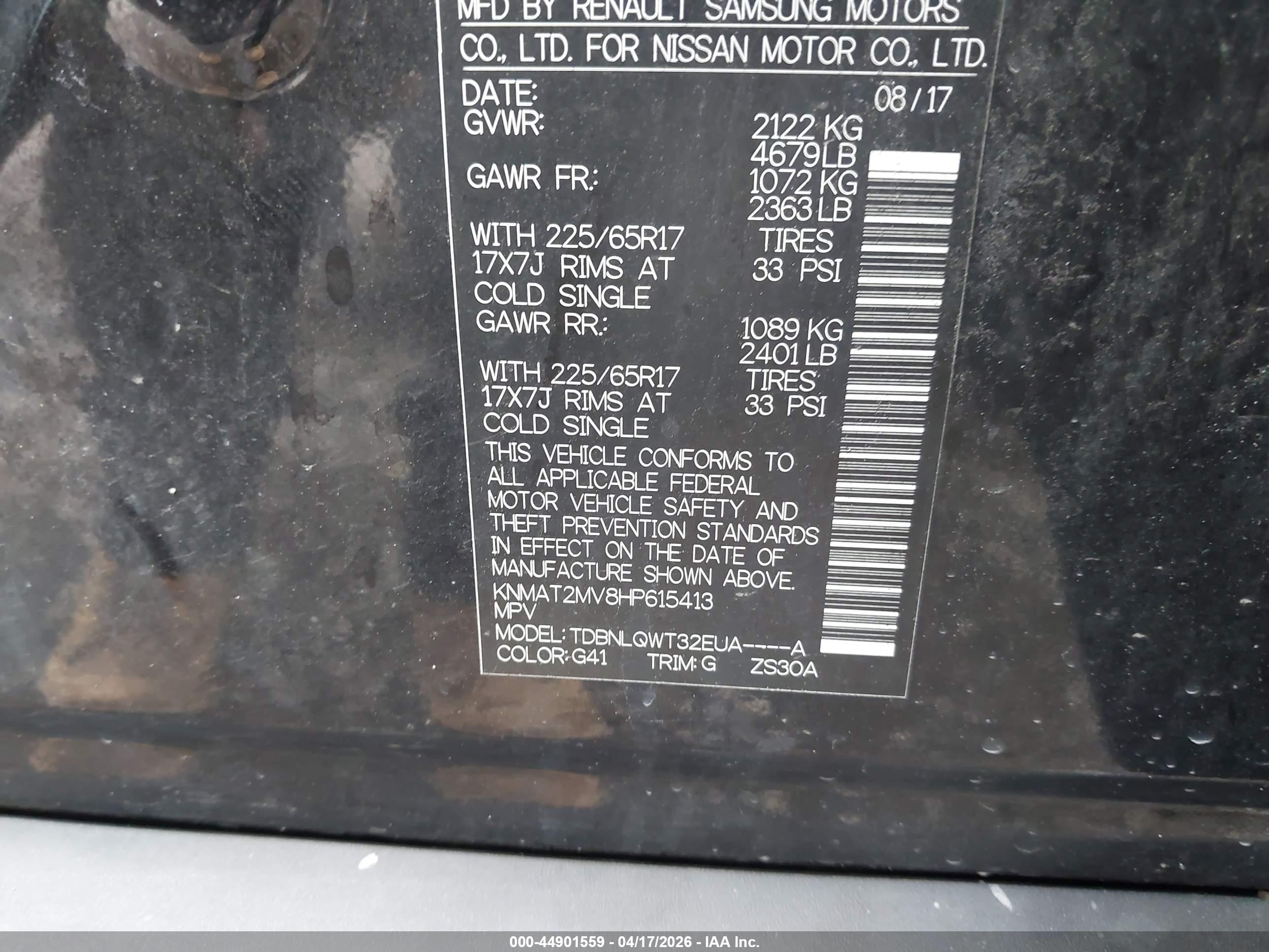 2017 Nissan Rogue Sv Черный vin: KNMAT2MV8HP615413
