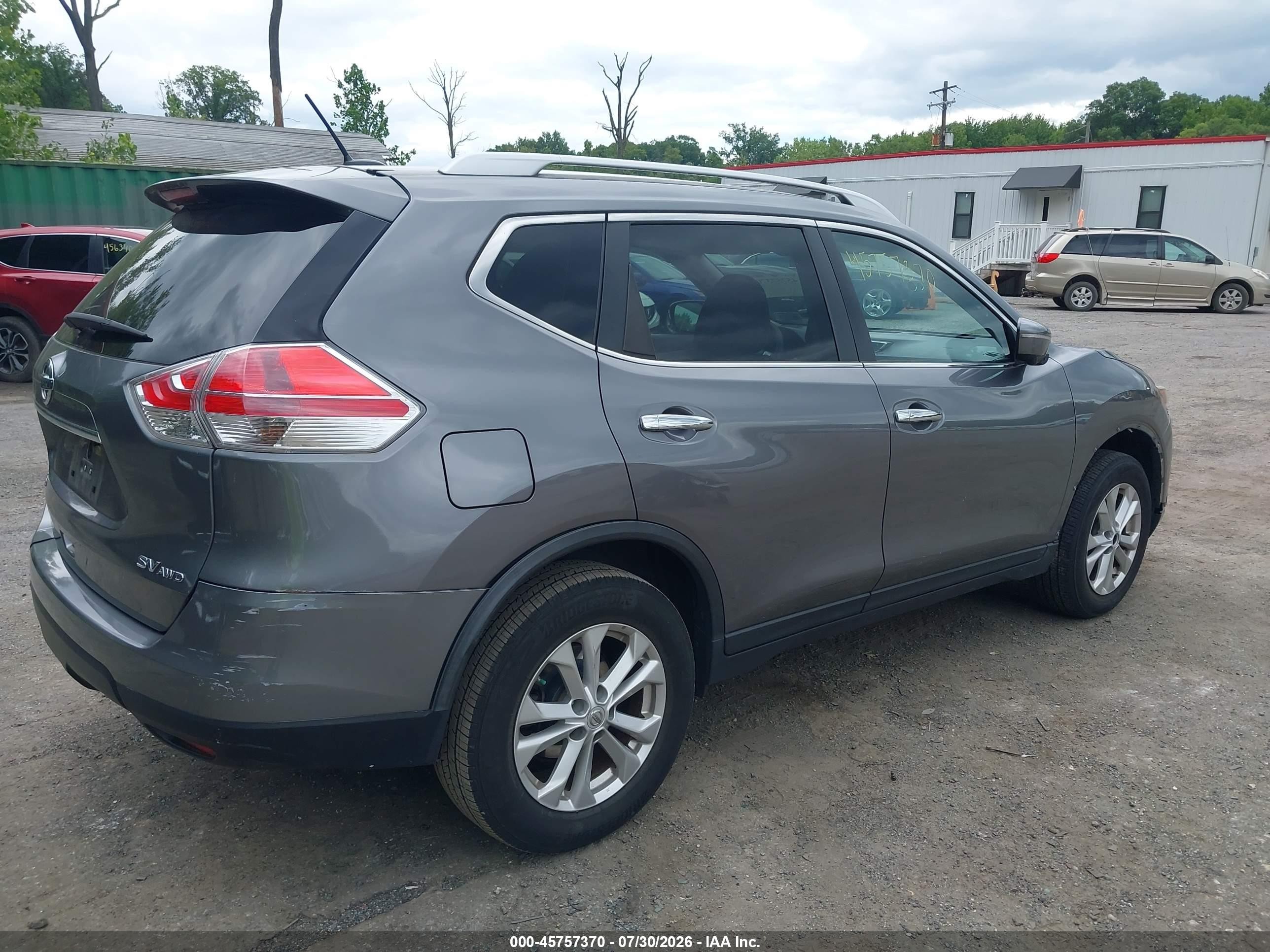 2015 Nissan Rogue Sv Gray vin: KNMAT2MV9FP505046