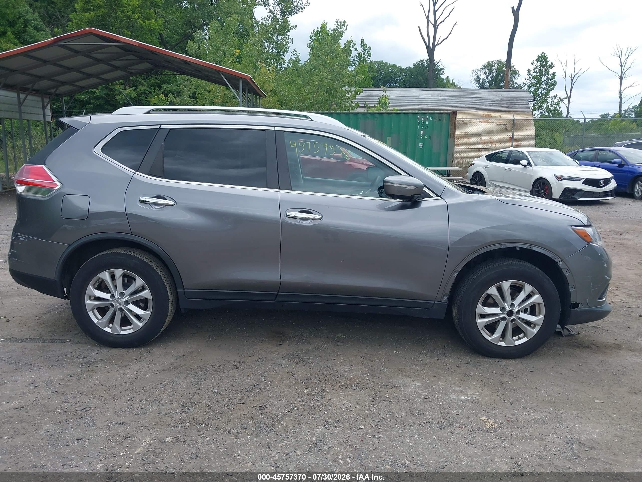 2015 Nissan Rogue Sv Gray vin: KNMAT2MV9FP505046