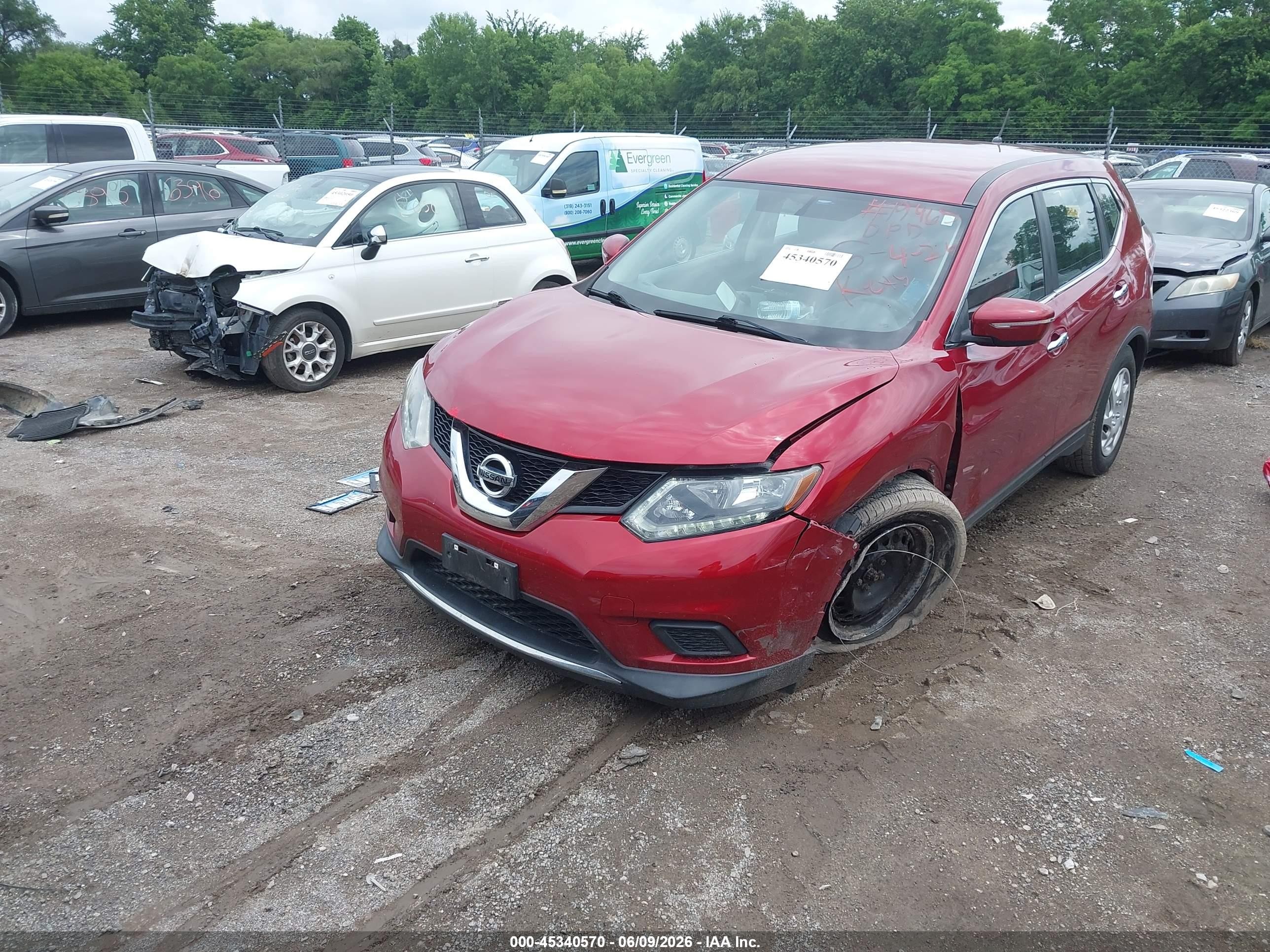 2015 Nissan Rogue S Красный vin: KNMAT2MV9FP515110