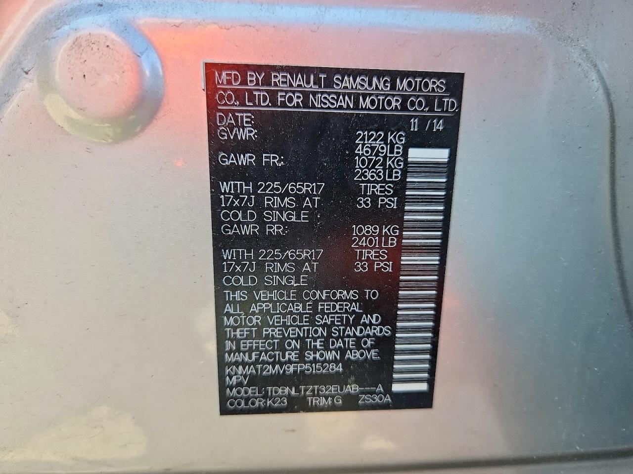 2015 Nissan Rogue Sv Silver vin: KNMAT2MV9FP515284