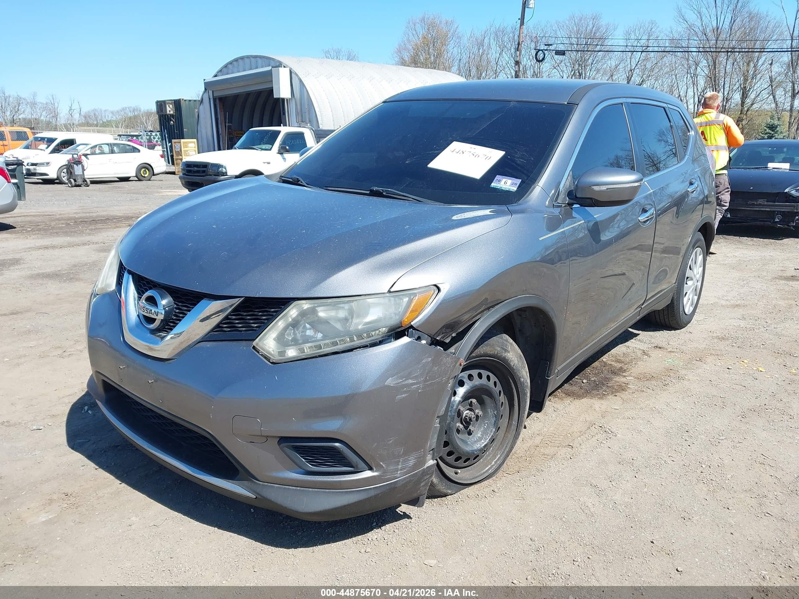 2015 Nissan Rogue S Gray vin: KNMAT2MV9FP528505