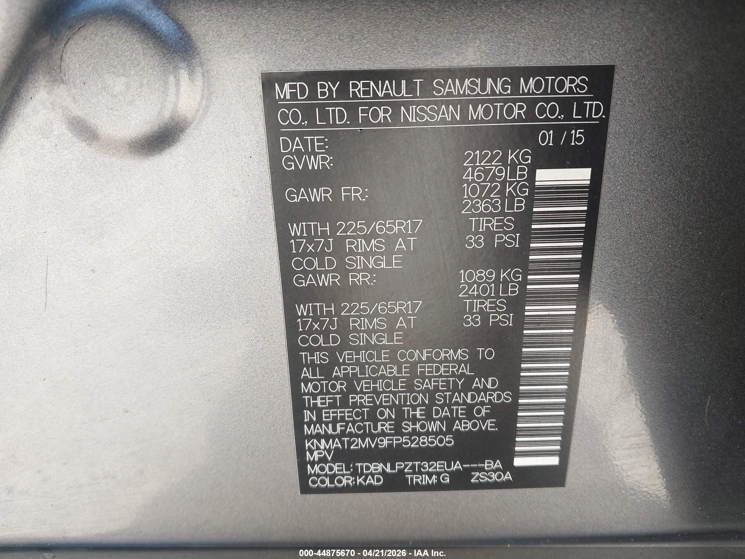 2015 Nissan Rogue S Gray vin: KNMAT2MV9FP528505