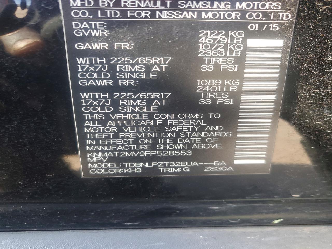 2015 Nissan Rogue S Black vin: KNMAT2MV9FP528553