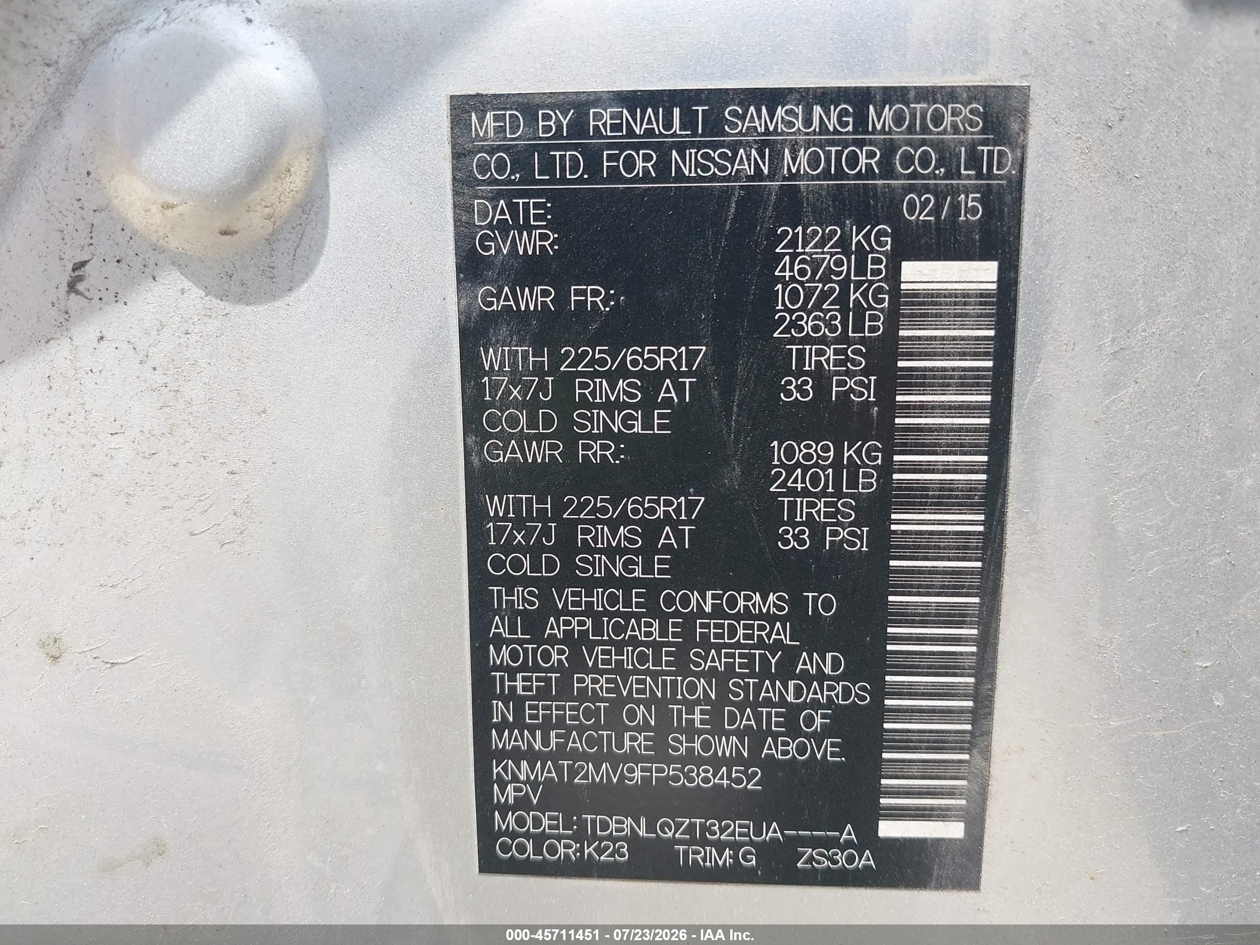 2015 Nissan Rogue Sv Silver vin: KNMAT2MV9FP538452