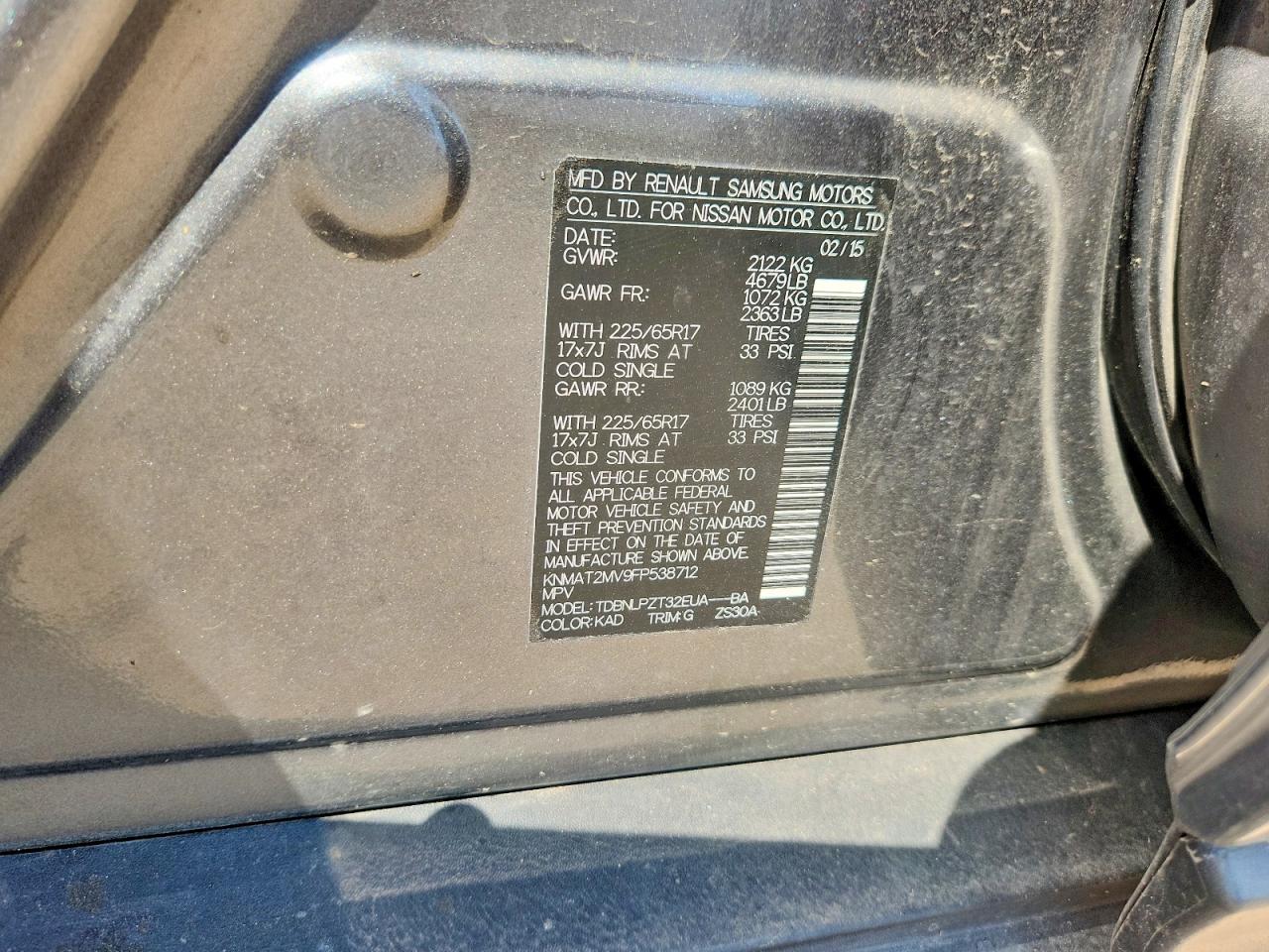 2015 Nissan Rogue S Gray vin: KNMAT2MV9FP538712