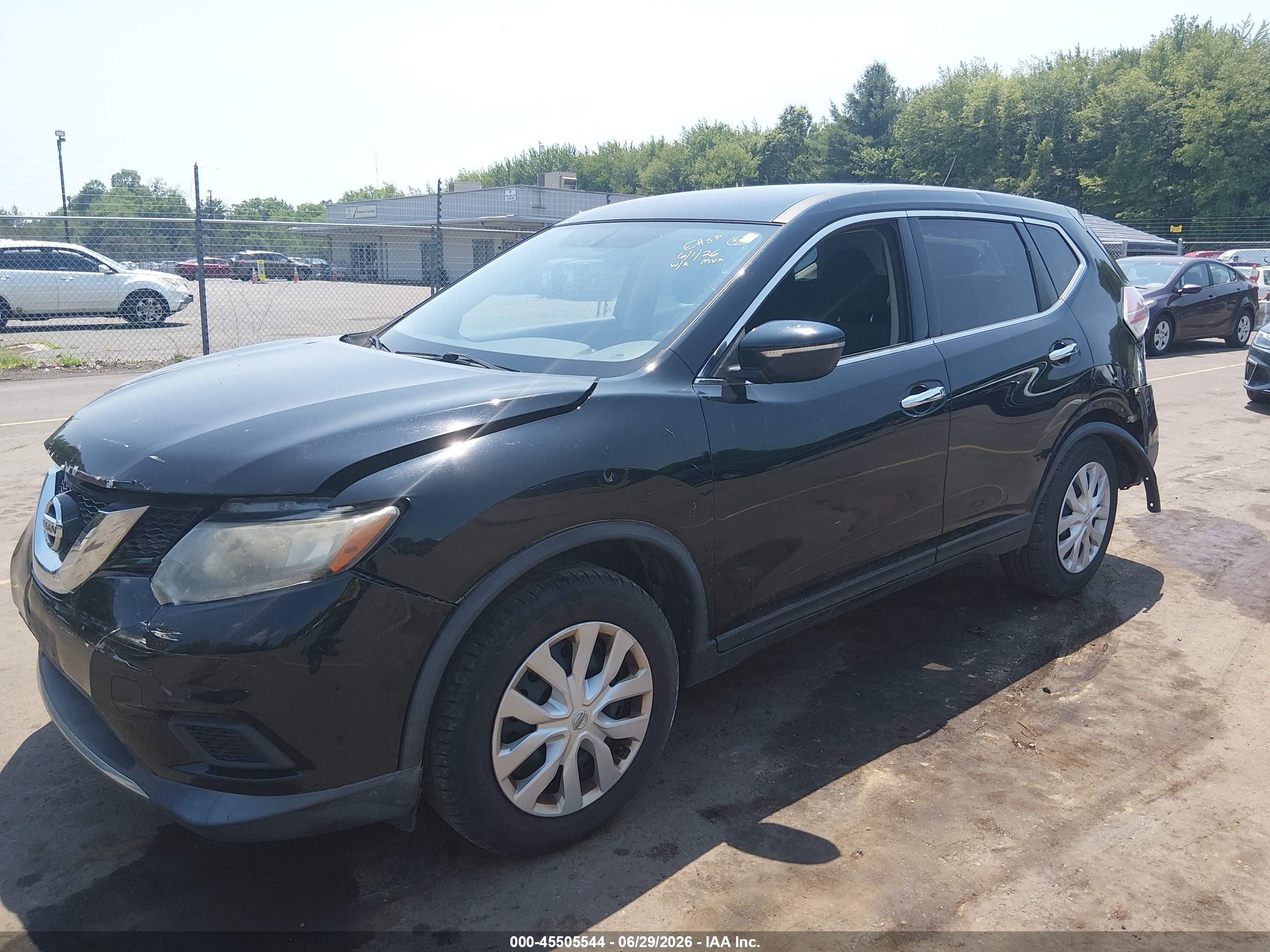 2015 Nissan Rogue S Black vin: KNMAT2MV9FP544297