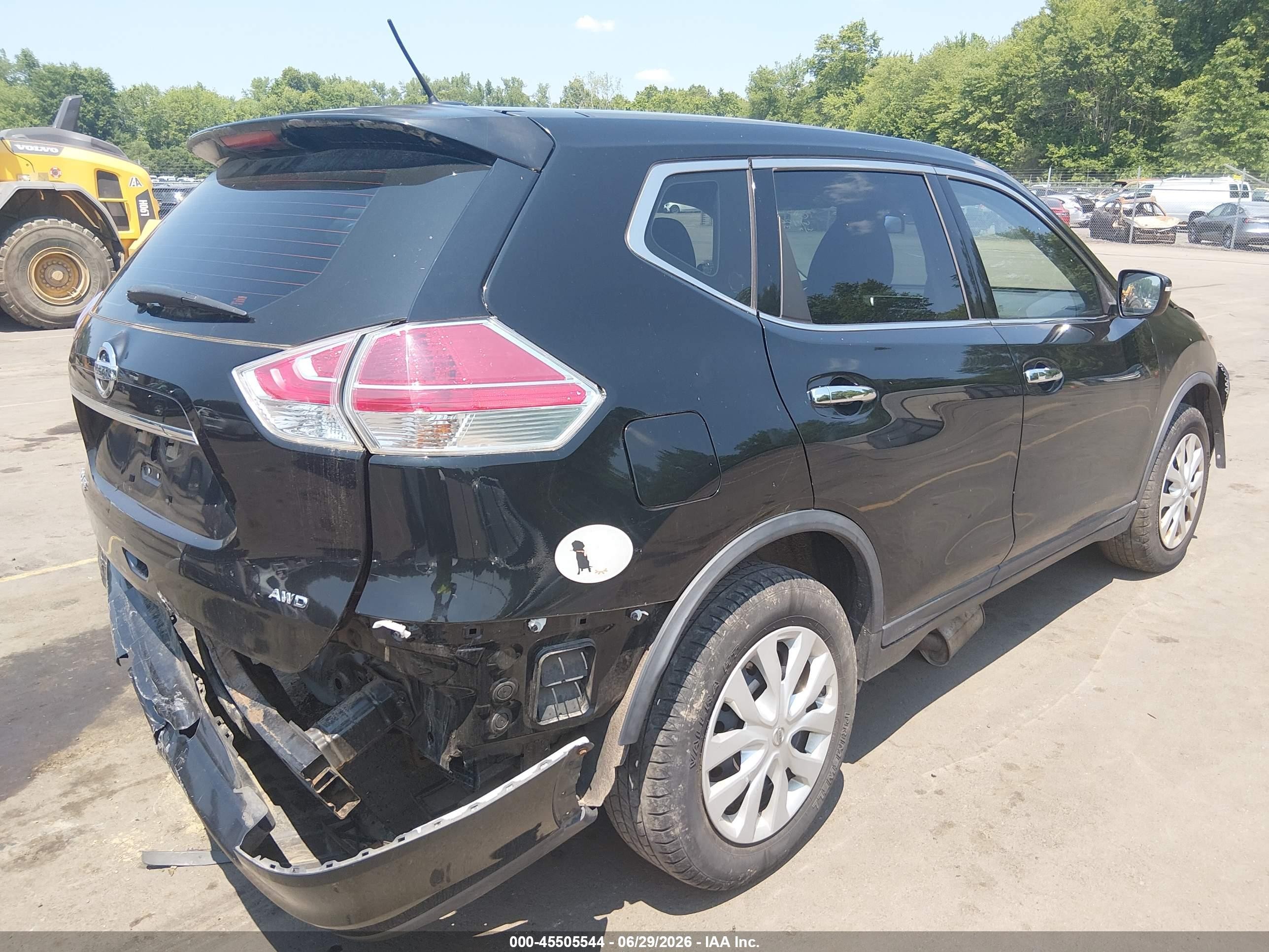 2015 Nissan Rogue S Black vin: KNMAT2MV9FP544297