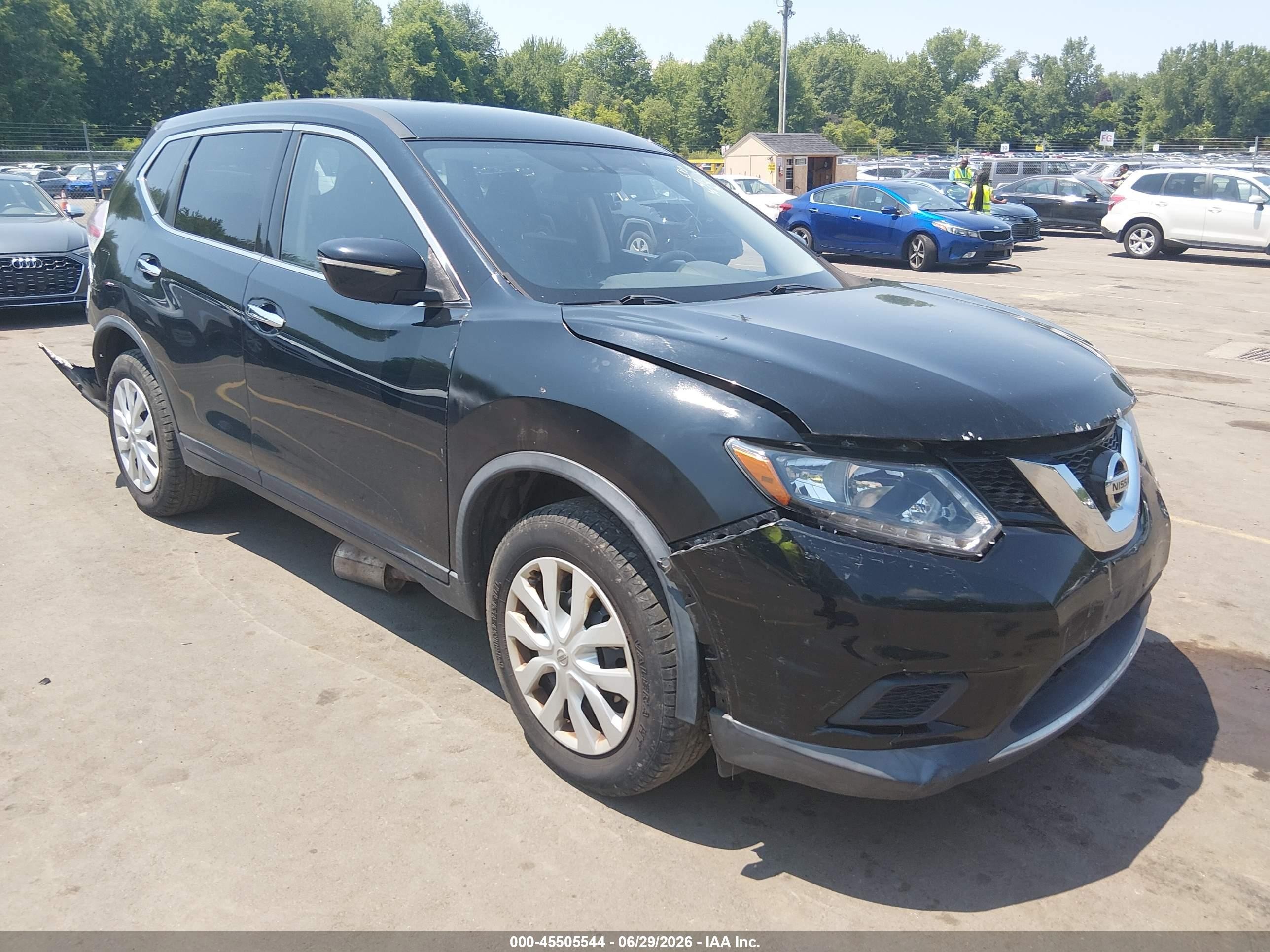 2015 Nissan Rogue S Black vin: KNMAT2MV9FP544297
