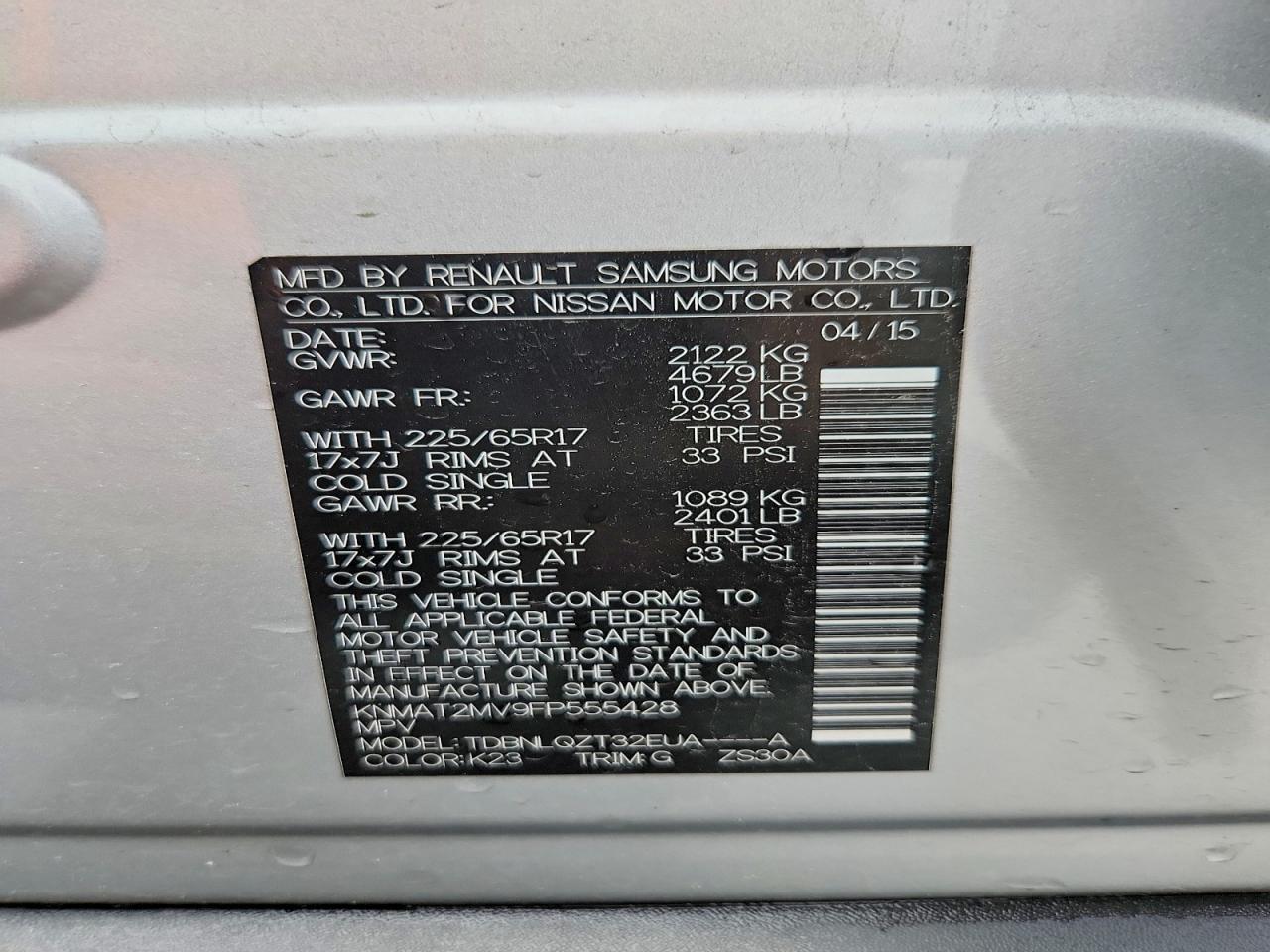 2015 Nissan Rogue Sv Silver vin: KNMAT2MV9FP555428
