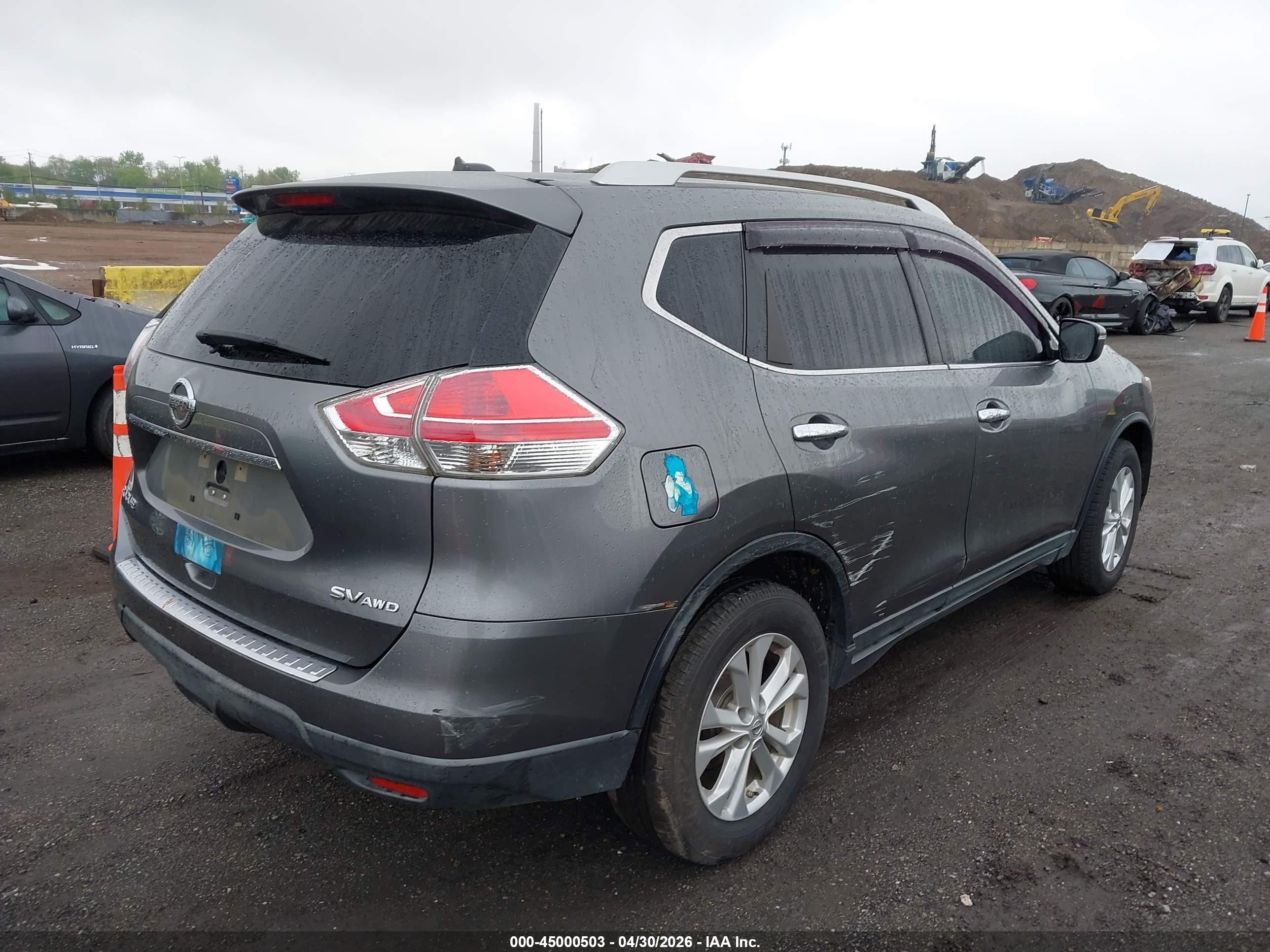 2015 Nissan Rogue Sv Серый vin: KNMAT2MVXFP505931