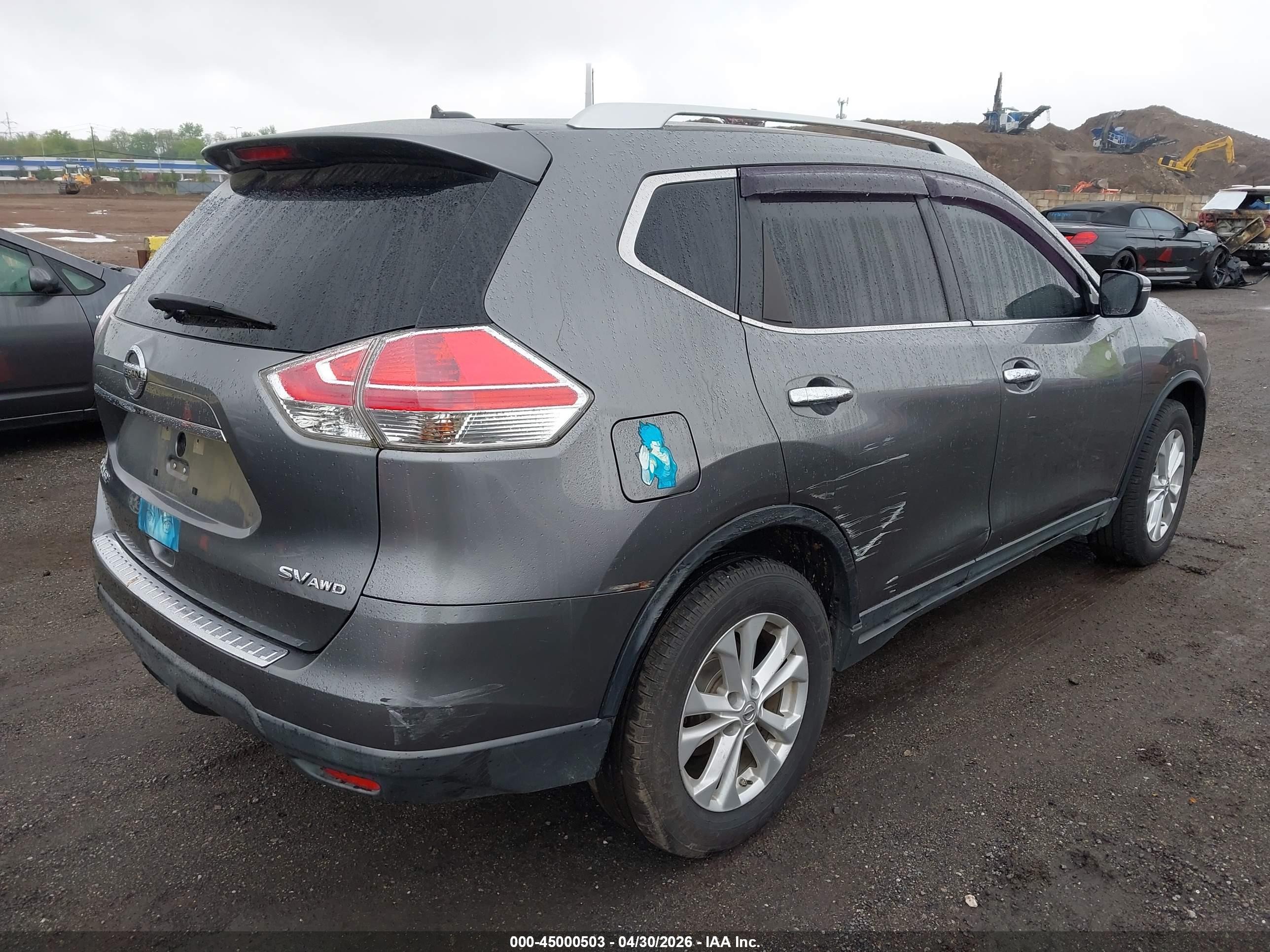 2015 Nissan Rogue Sv Серый vin: KNMAT2MVXFP505931