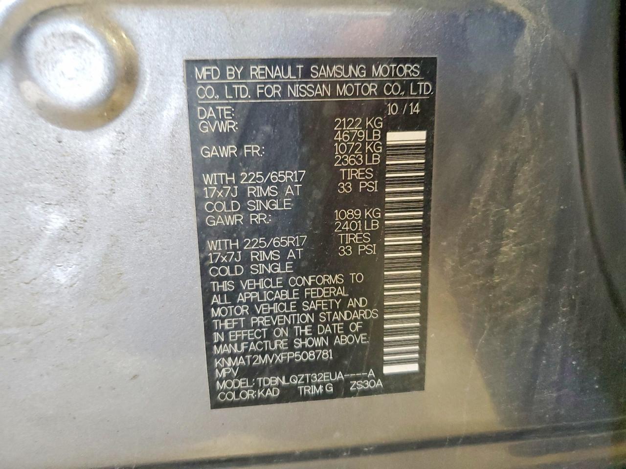 2015 Nissan Rogue Sv Silver vin: KNMAT2MVXFP508781