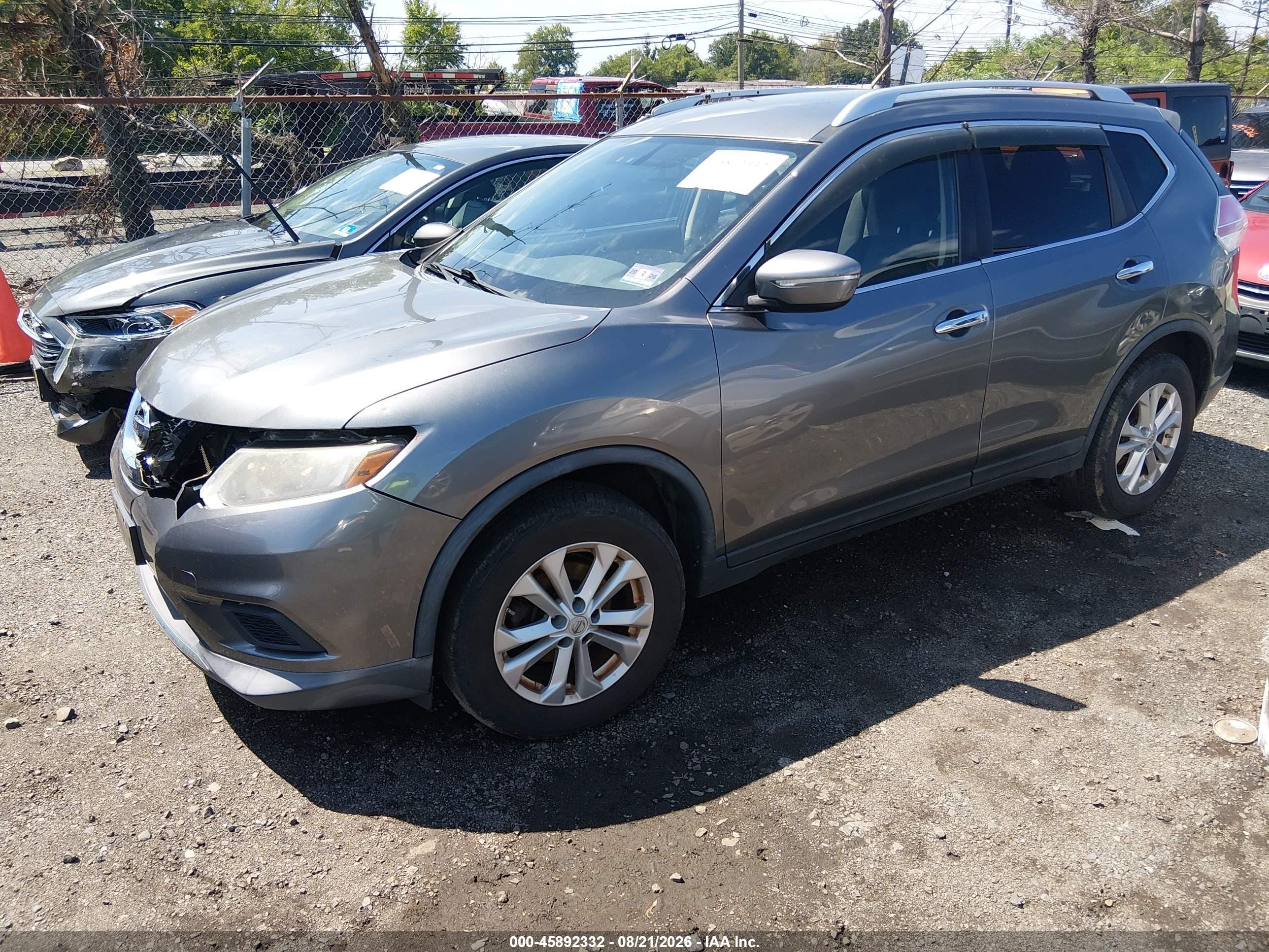 2015 Nissan Rogue Sv Gray vin: KNMAT2MVXFP511759