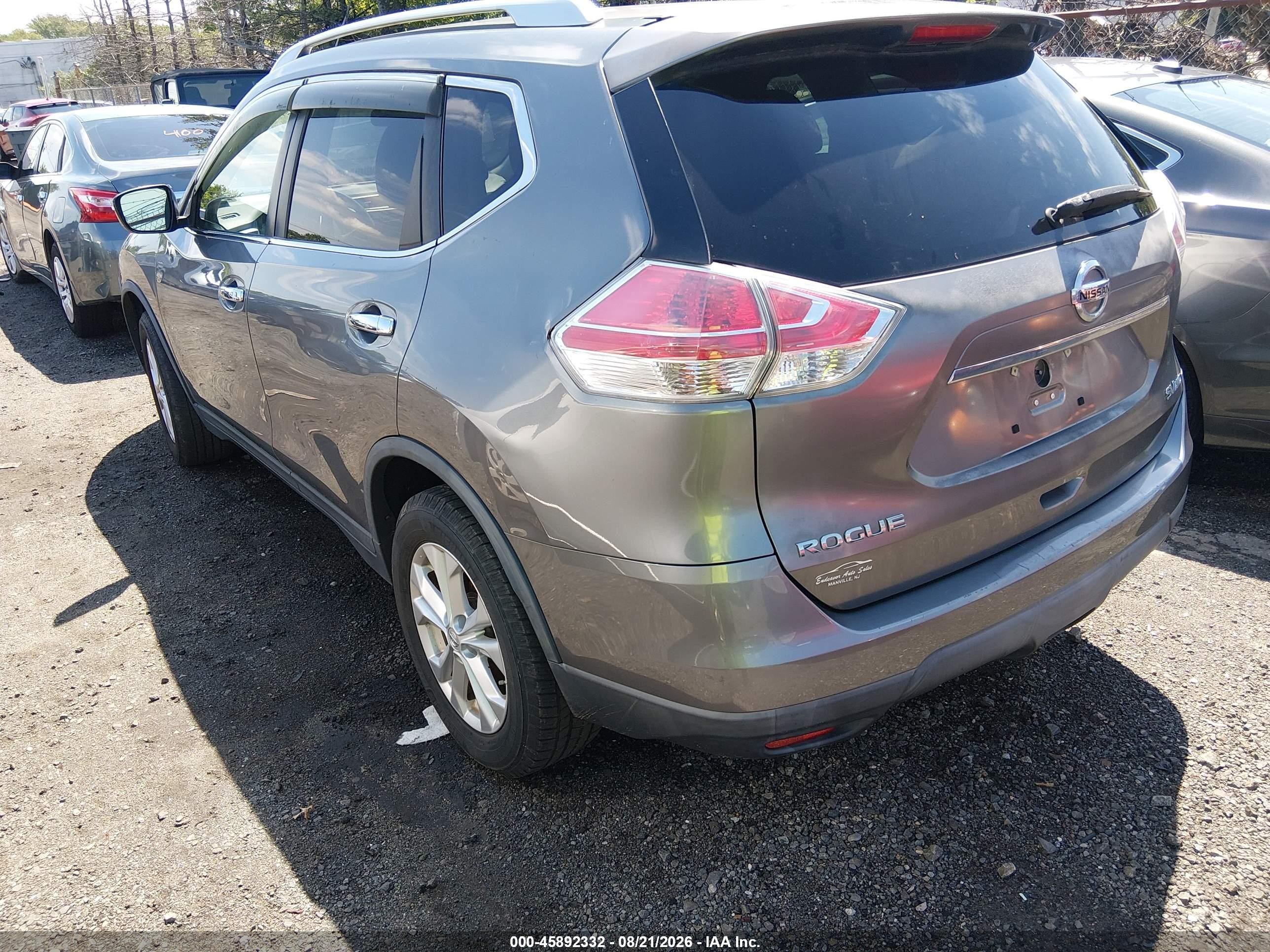 2015 Nissan Rogue Sv Gray vin: KNMAT2MVXFP511759