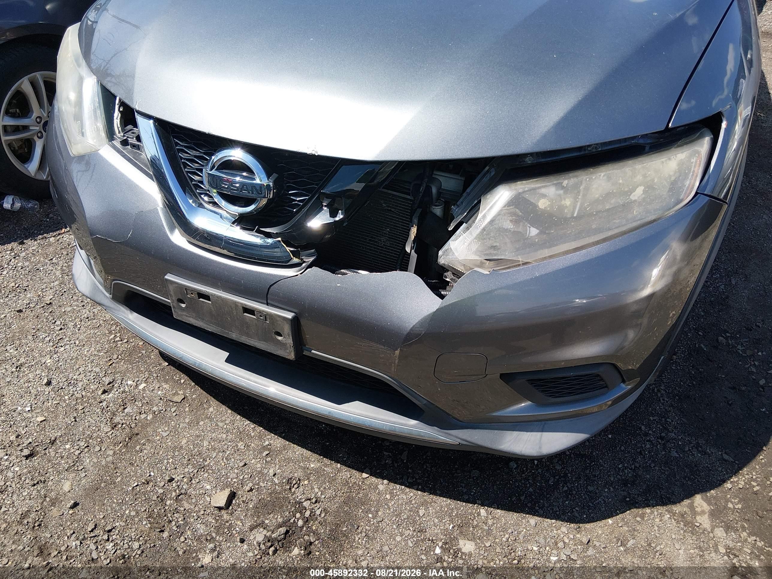 2015 Nissan Rogue Sv Gray vin: KNMAT2MVXFP511759