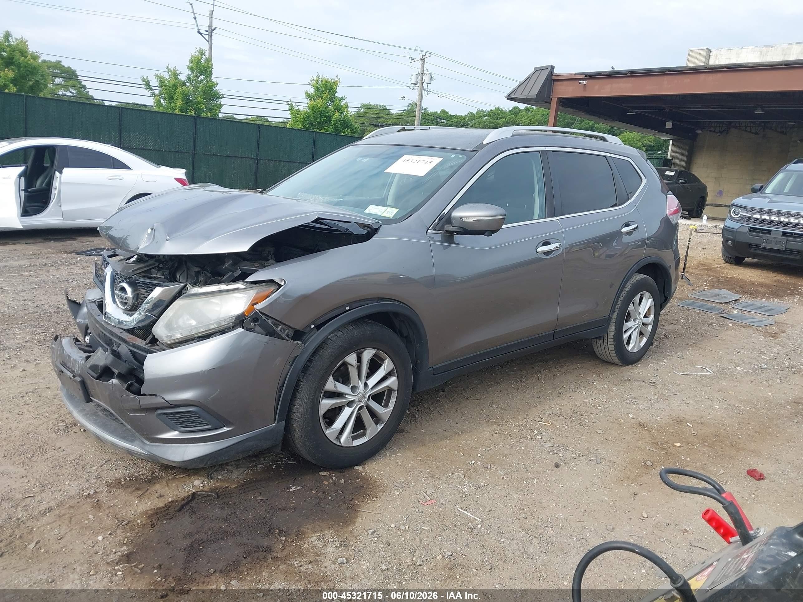 2015 Nissan Rogue Sv Gray vin: KNMAT2MVXFP512801
