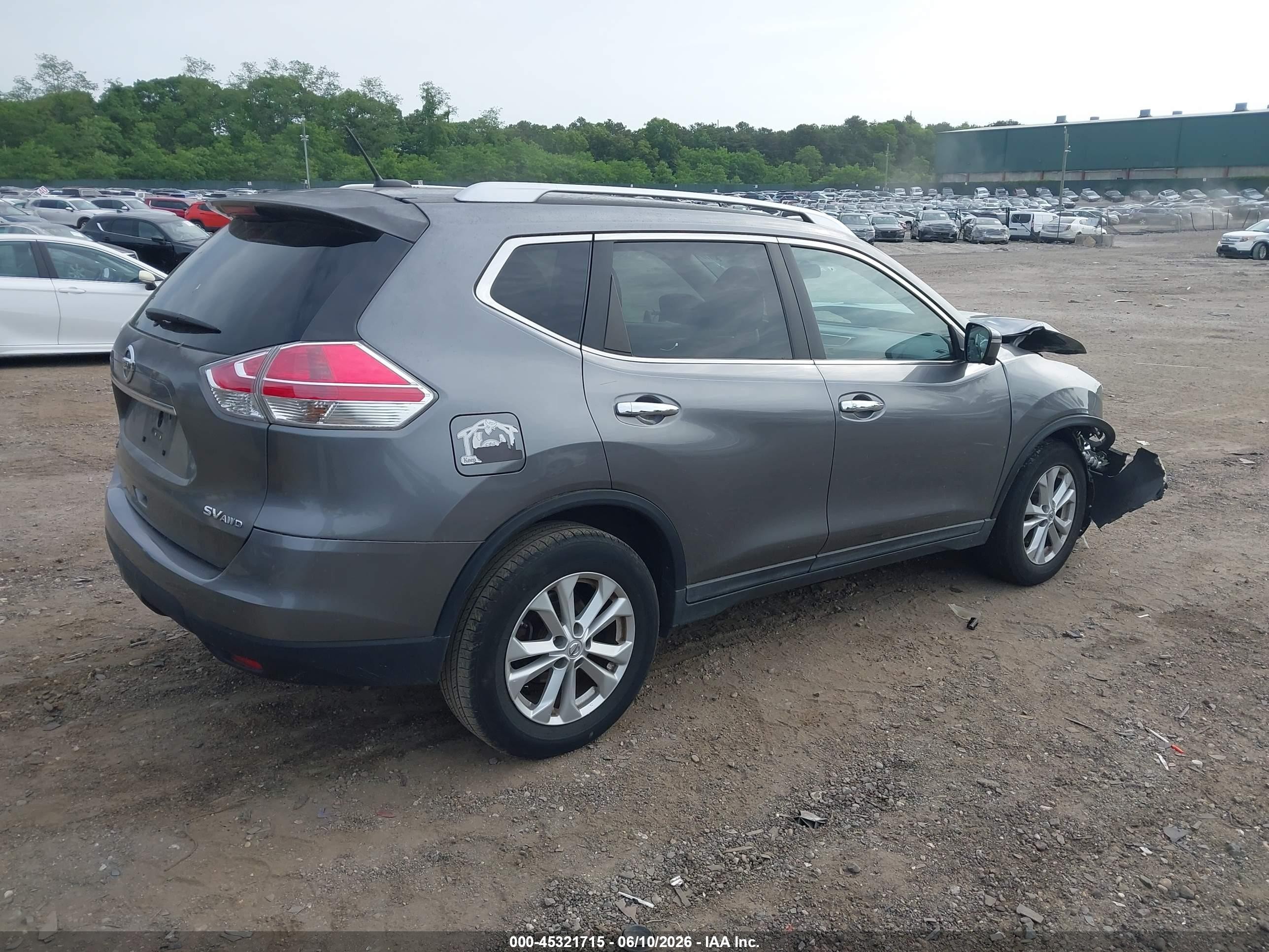 2015 Nissan Rogue Sv Gray vin: KNMAT2MVXFP512801