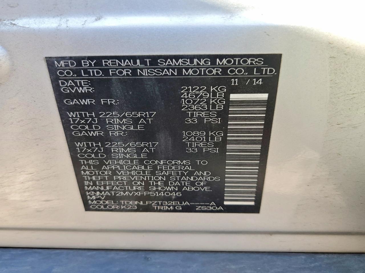 2015 Nissan Rogue S Silver vin: KNMAT2MVXFP514046