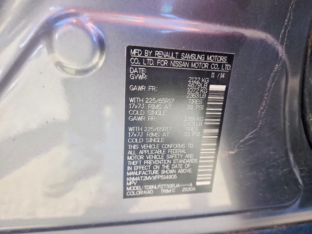 2015 Nissan Rogue S Silver vin: KNMAT2MVXFP514905