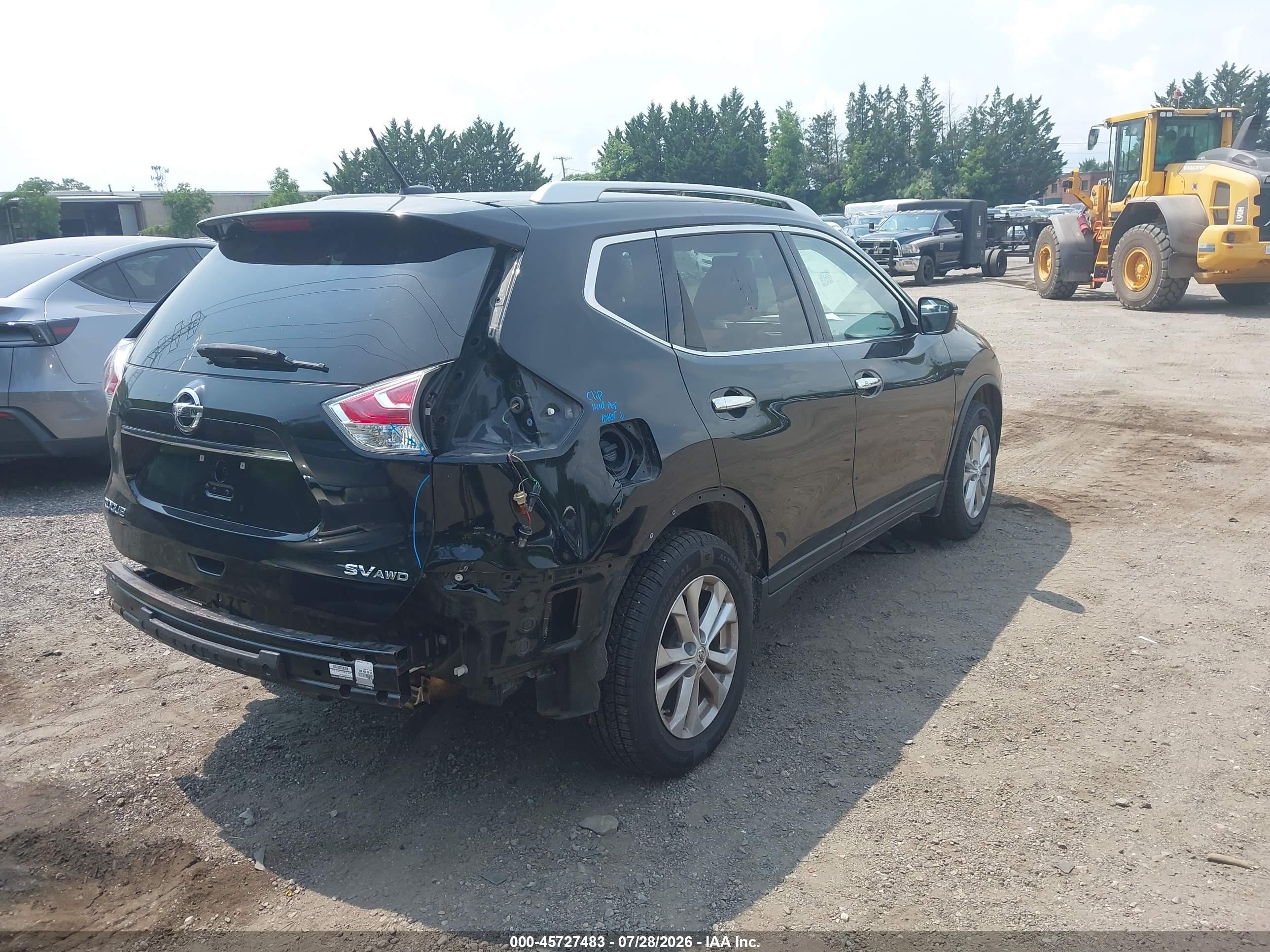 2015 Nissan Rogue Sv Black vin: KNMAT2MVXFP516069