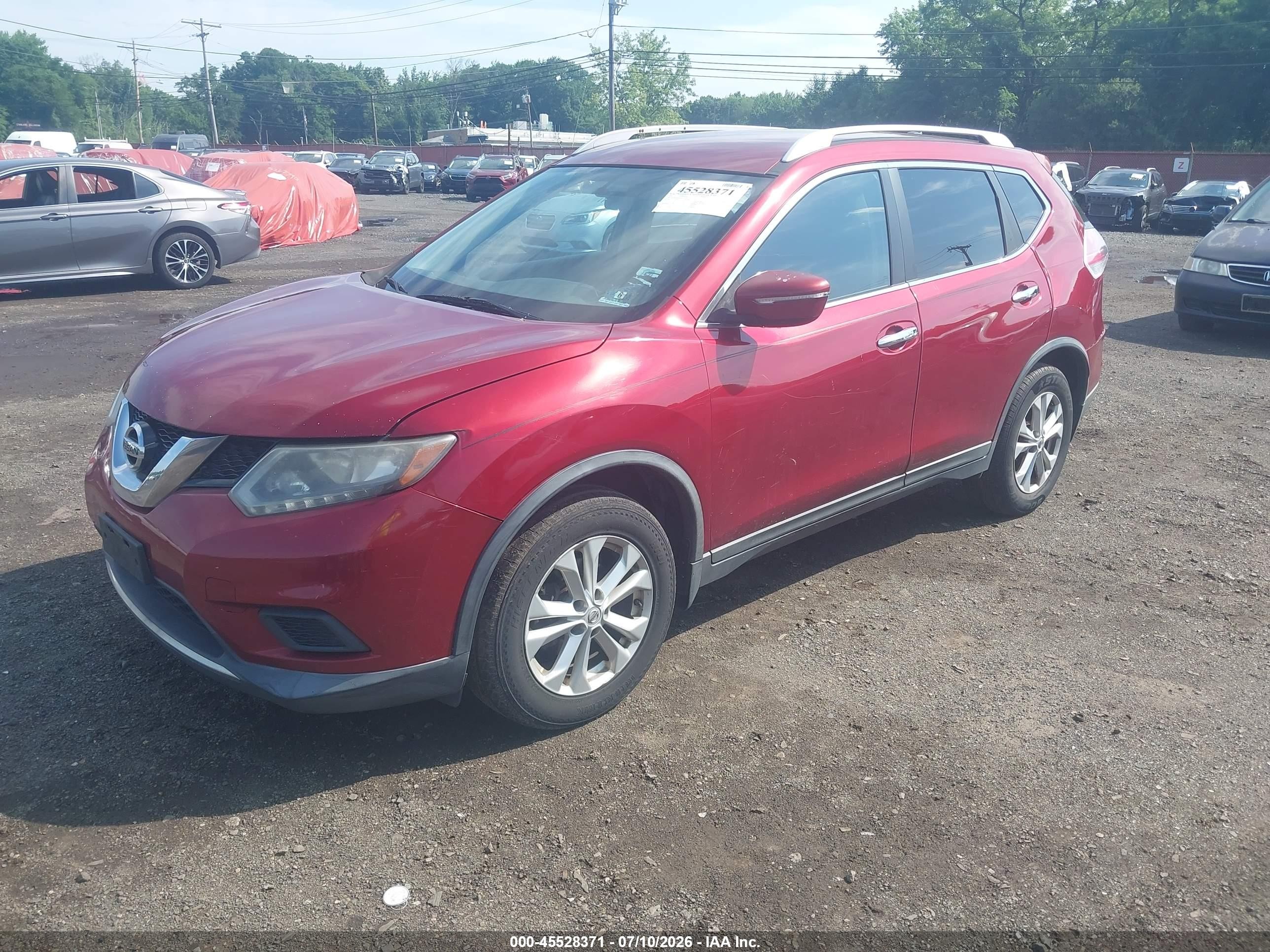 2015 Nissan Rogue Sv Red vin: KNMAT2MVXFP521031