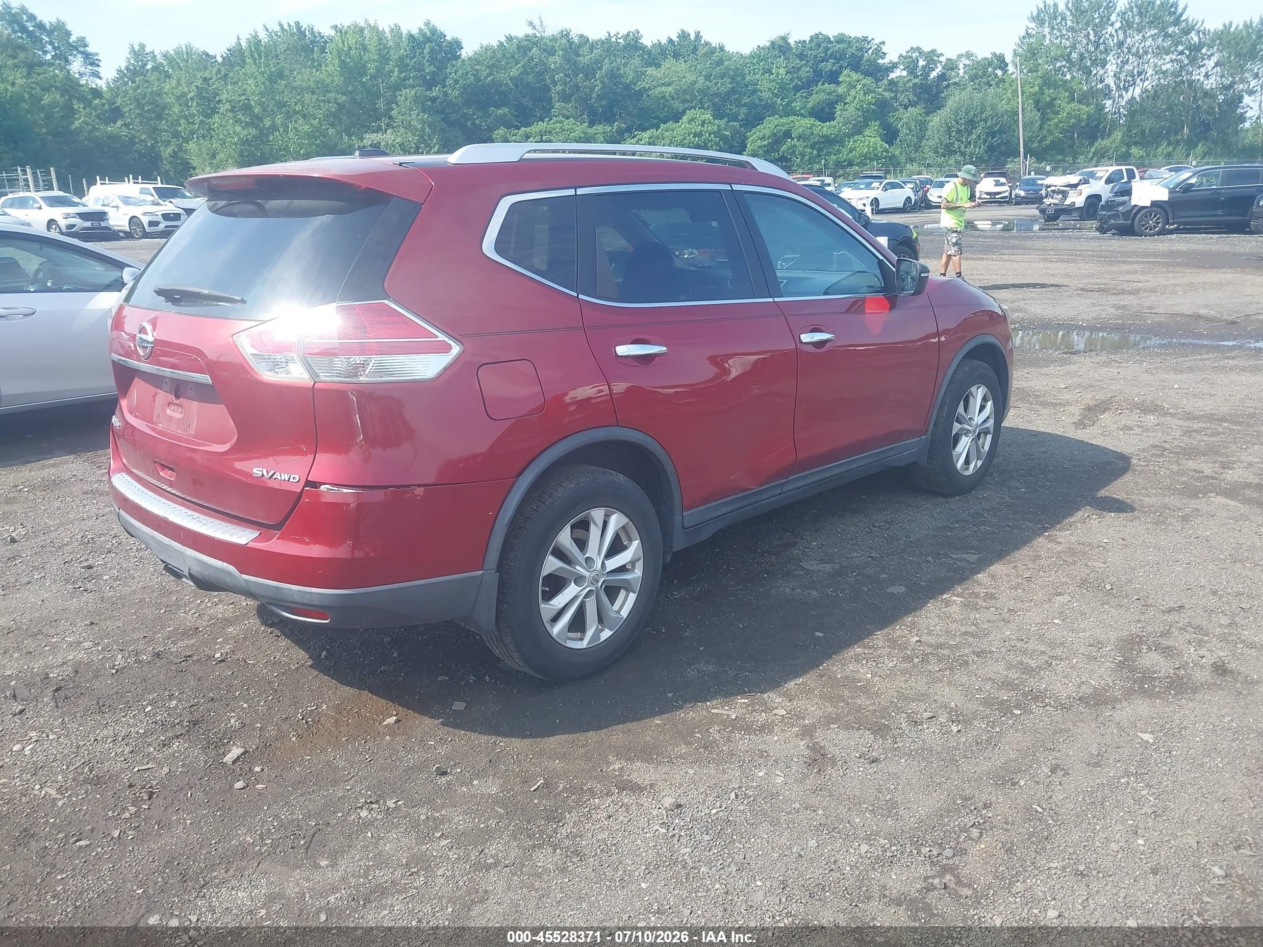 2015 Nissan Rogue Sv Red vin: KNMAT2MVXFP521031