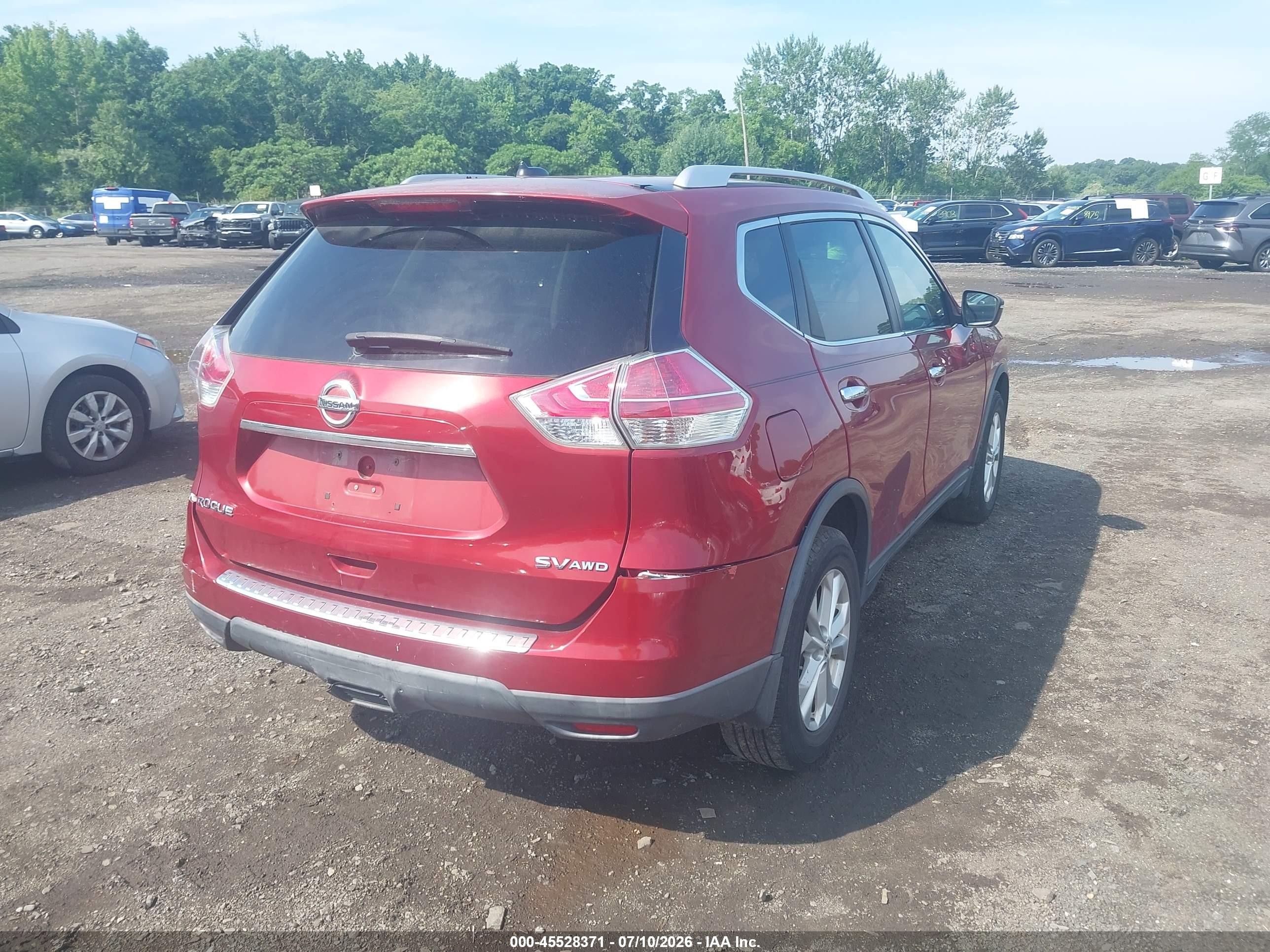 2015 Nissan Rogue Sv Red vin: KNMAT2MVXFP521031
