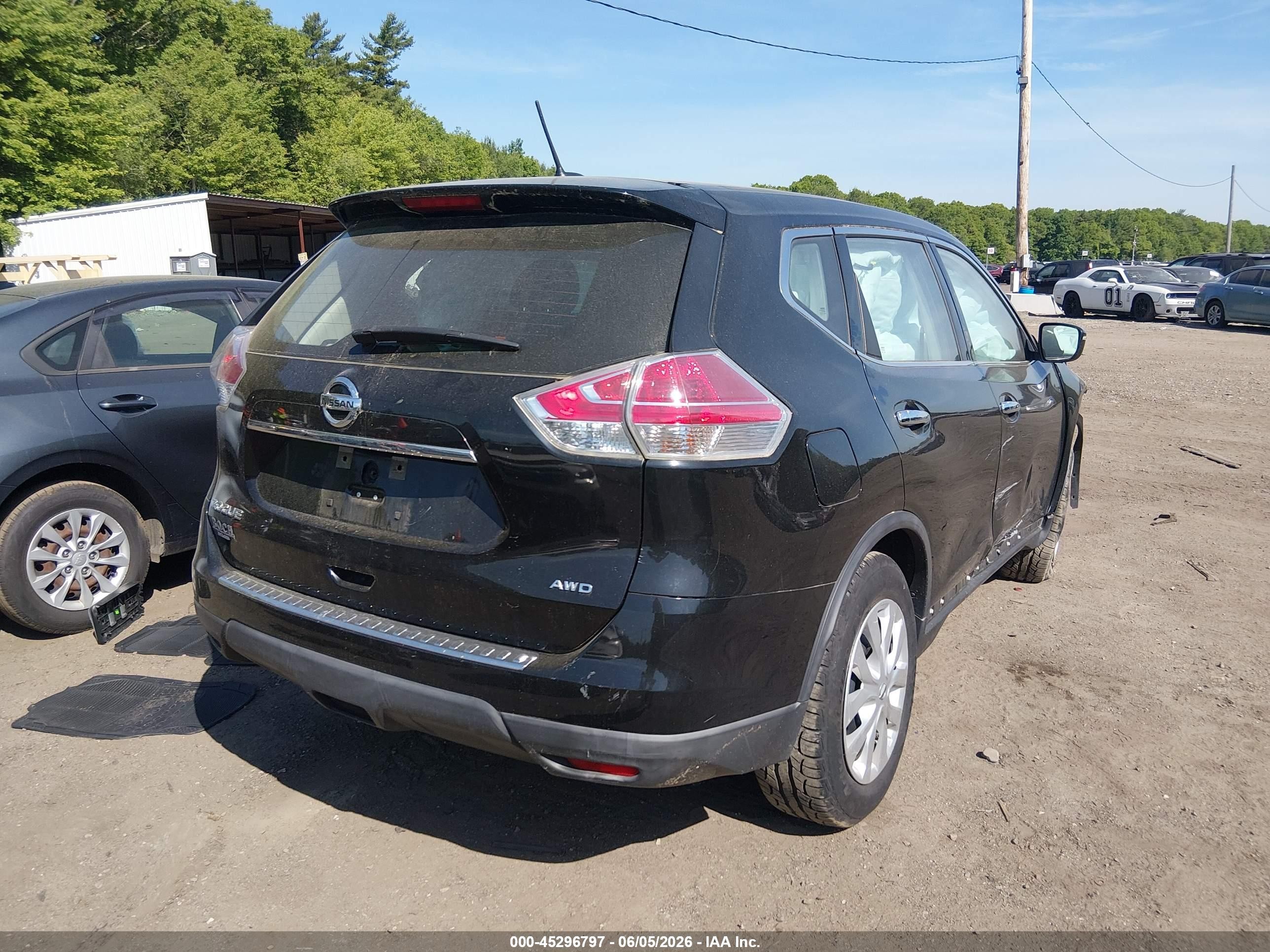2015 Nissan Rogue S Черный vin: KNMAT2MVXFP538136