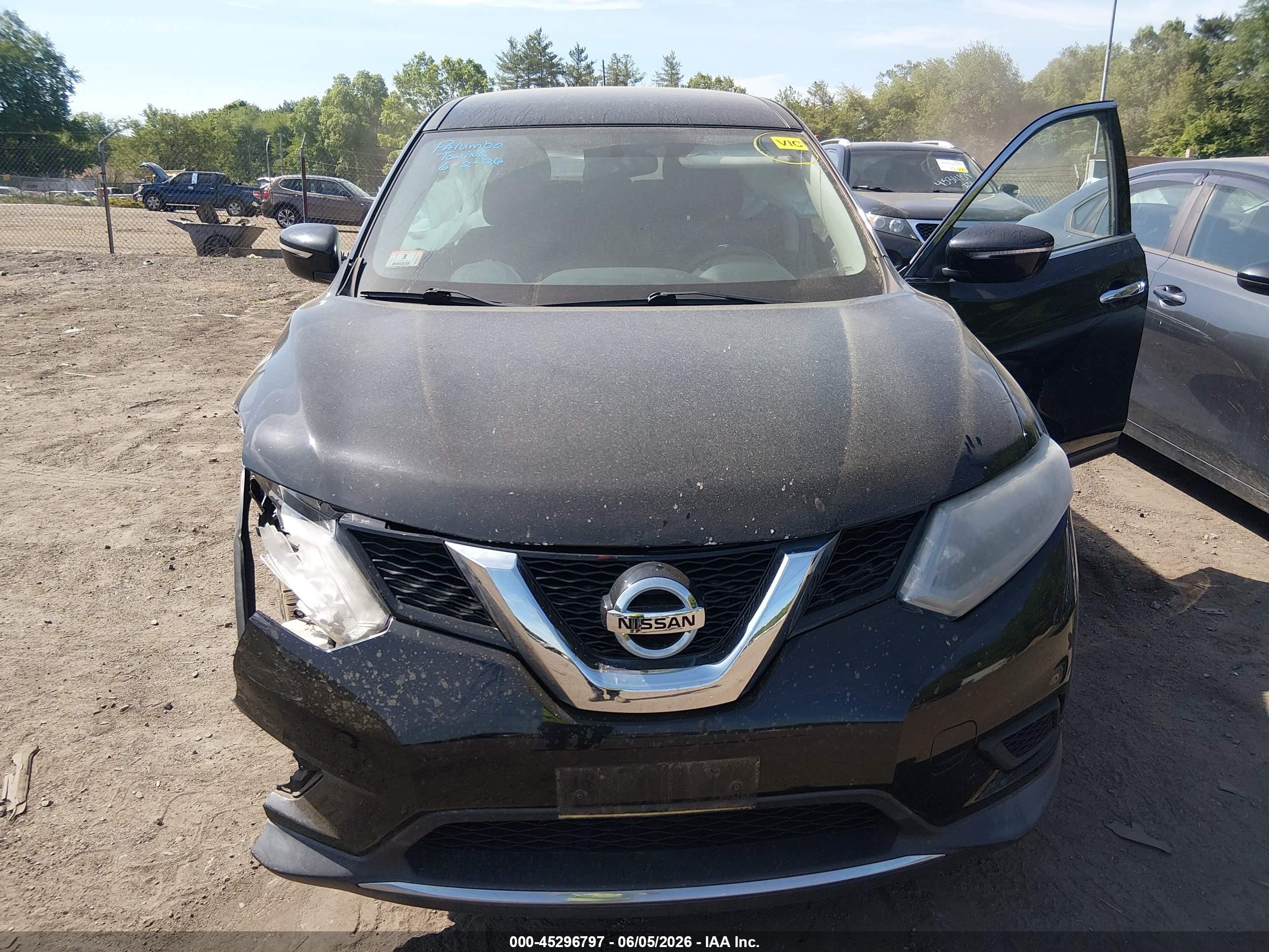 2015 Nissan Rogue S Черный vin: KNMAT2MVXFP538136
