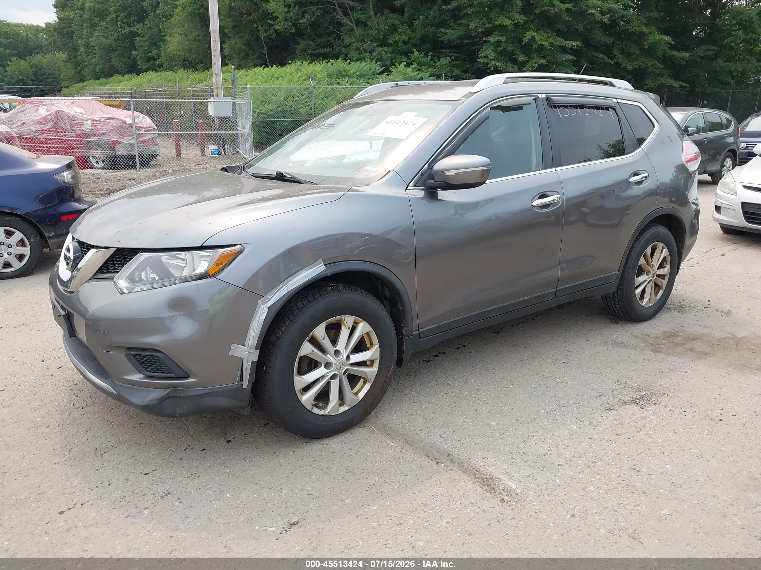 2015 Nissan Rogue Sv Gray vin: KNMAT2MVXFP554417