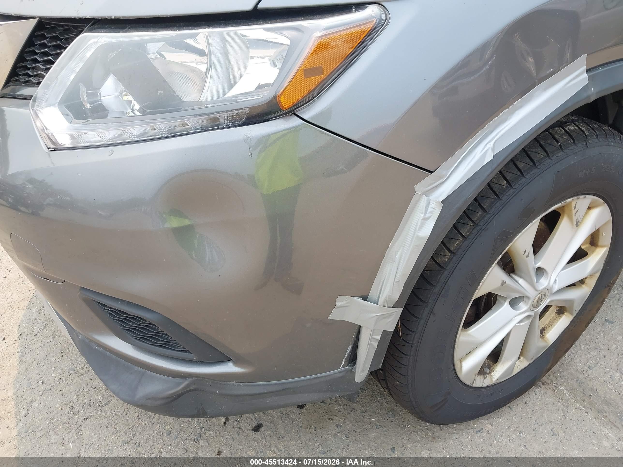 2015 Nissan Rogue Sv Gray vin: KNMAT2MVXFP554417